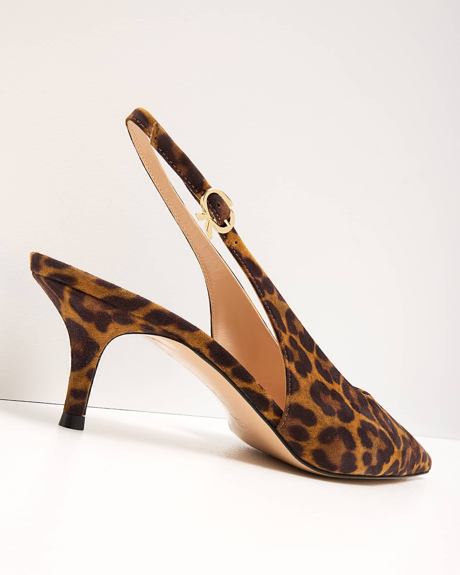 Gianvito Rossi 55mm Robbie Sling Leopard Print Kitten Heels