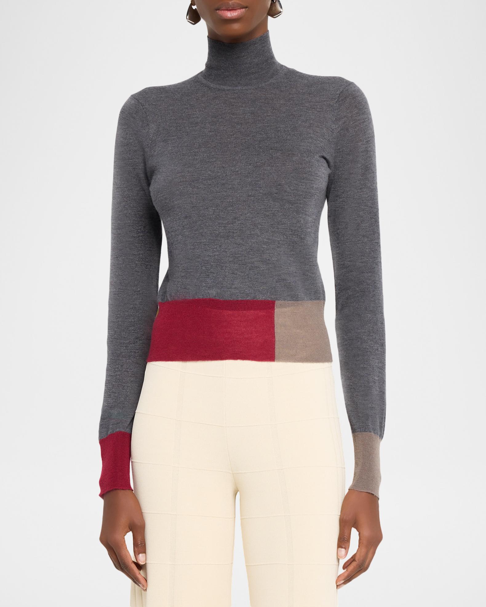Joseph Colorblock Turtleneck Cashmere-Wool Sweater | Neiman Marcus