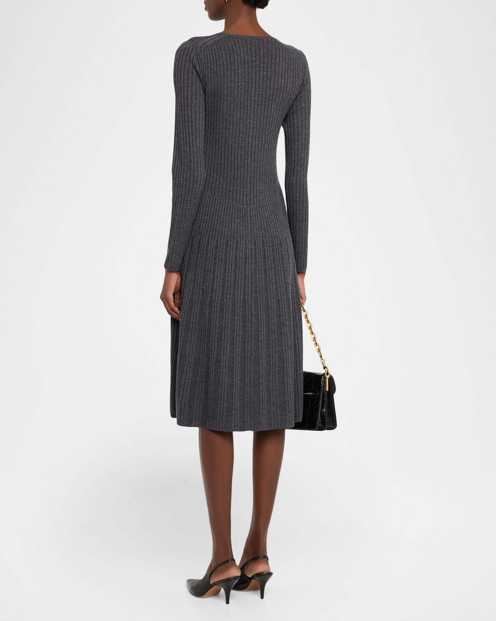 merino rib dress Merino Wool Ribbed Midi Dress
