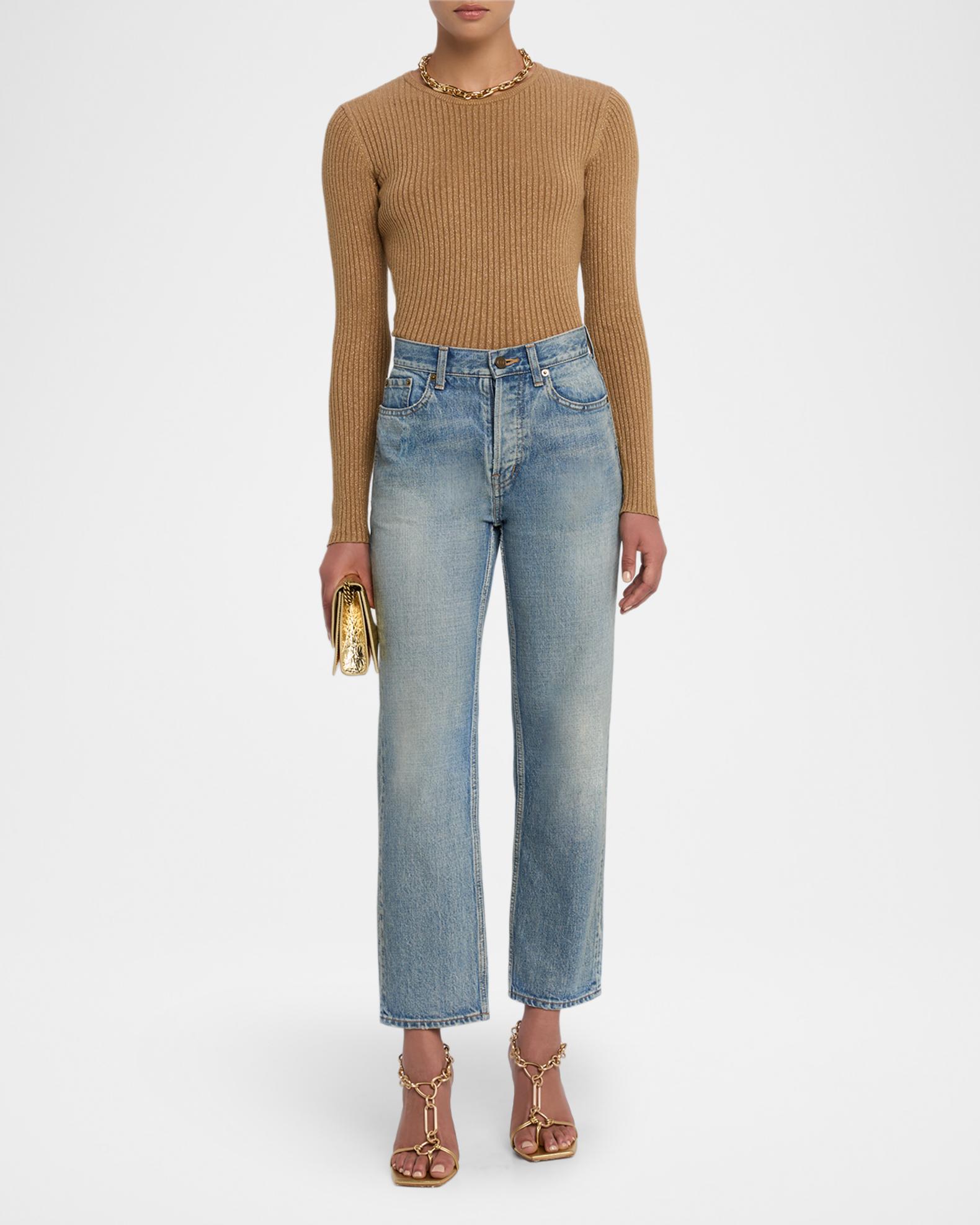 Majestic Filatures Metallic Rib Knit Crewneck | Neiman Marcus