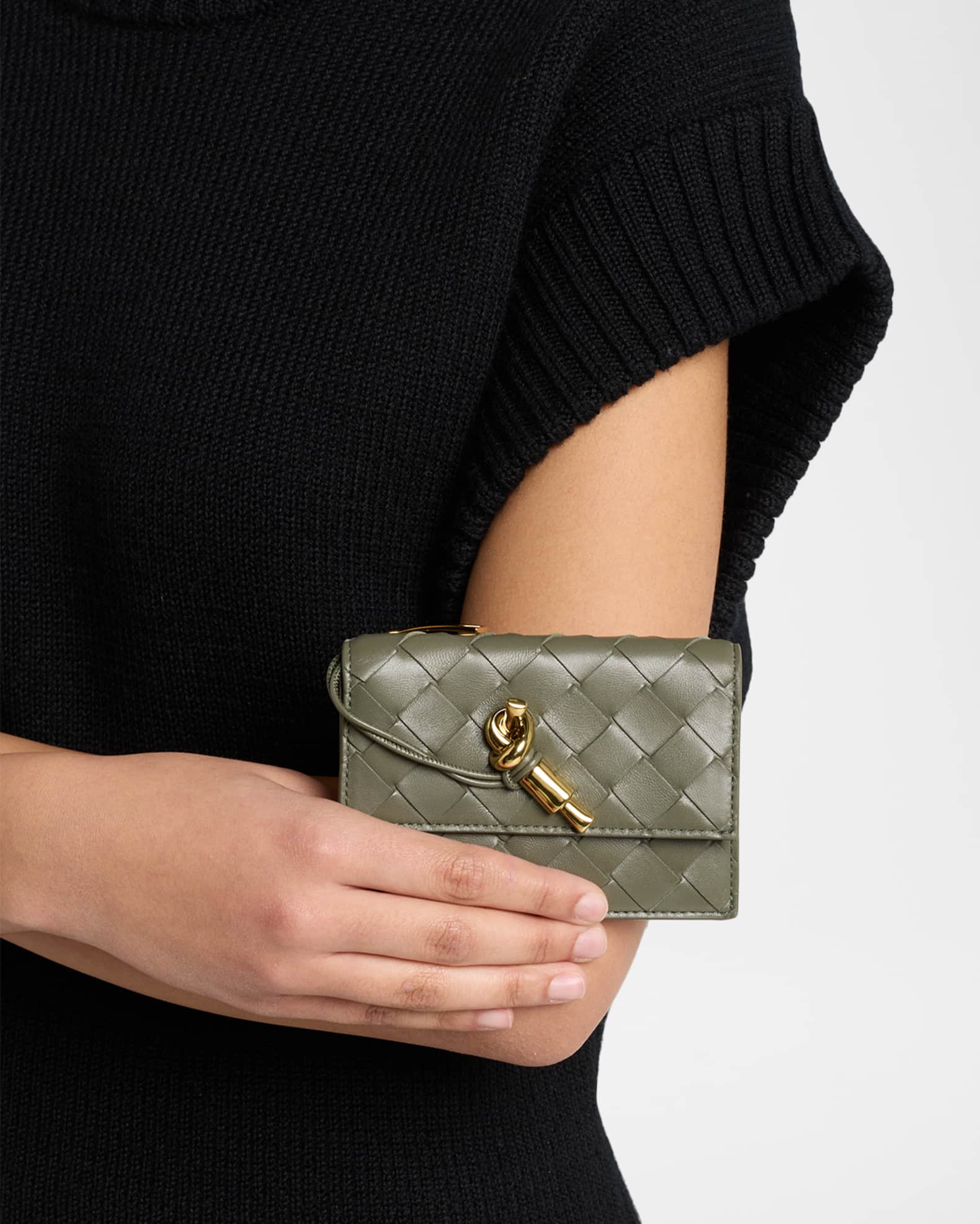 Bottega Veneta Andiamo Intrecciato Leather Zipped Card Case