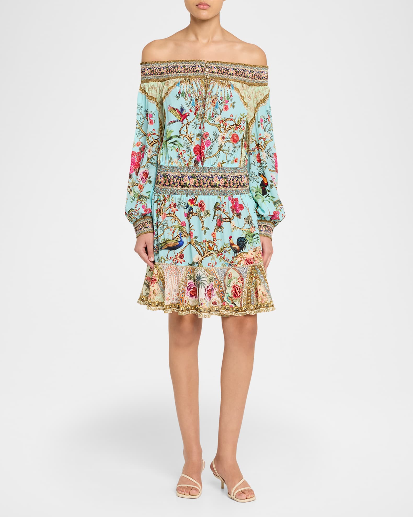 Camilla Sultans and Quees Silk Off-the-Shoulder Mini Dress | Neiman Marcus