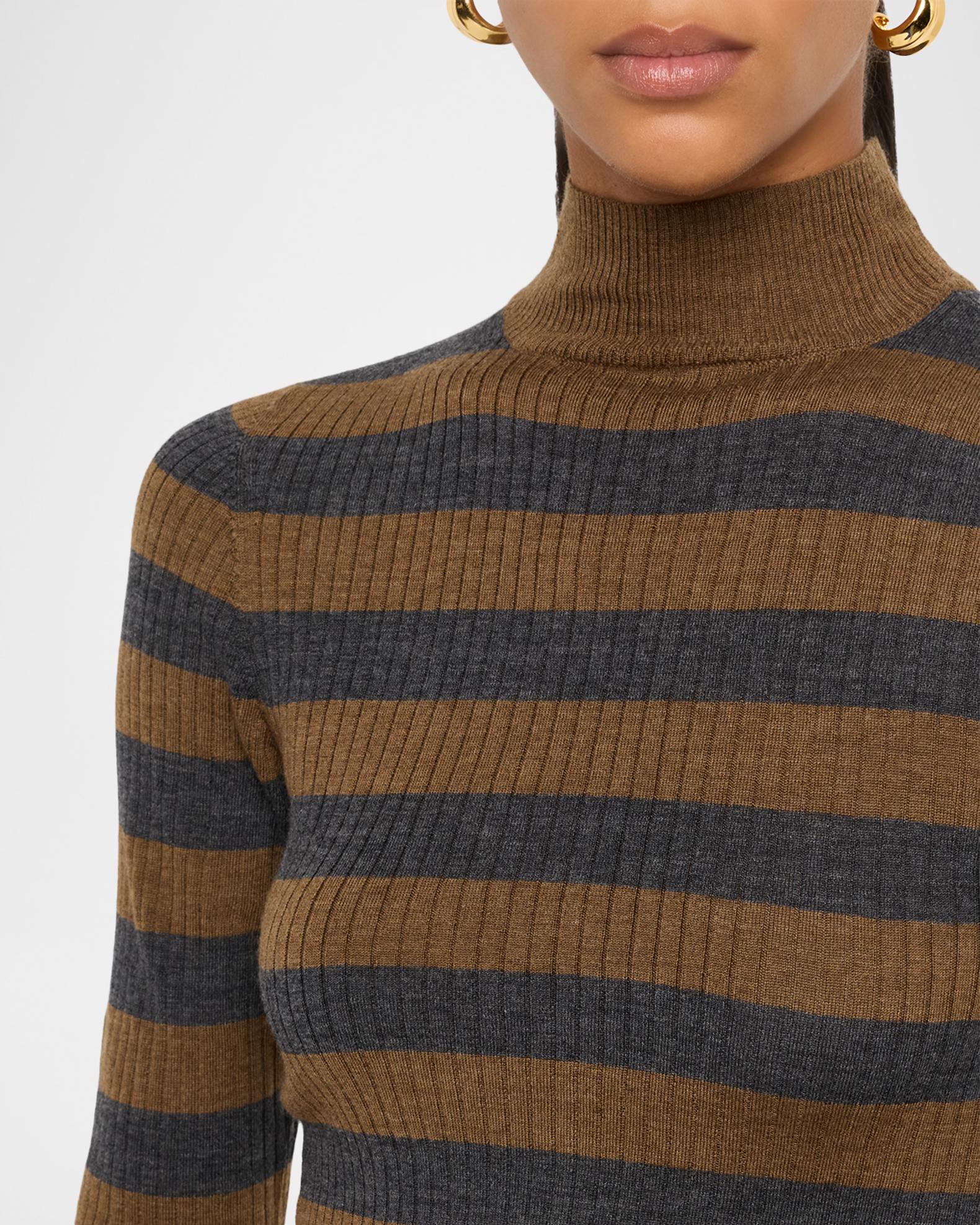 Majestic Filatures Striped Rib Knit Merino Wool Mock-Neck | Neiman Marcus