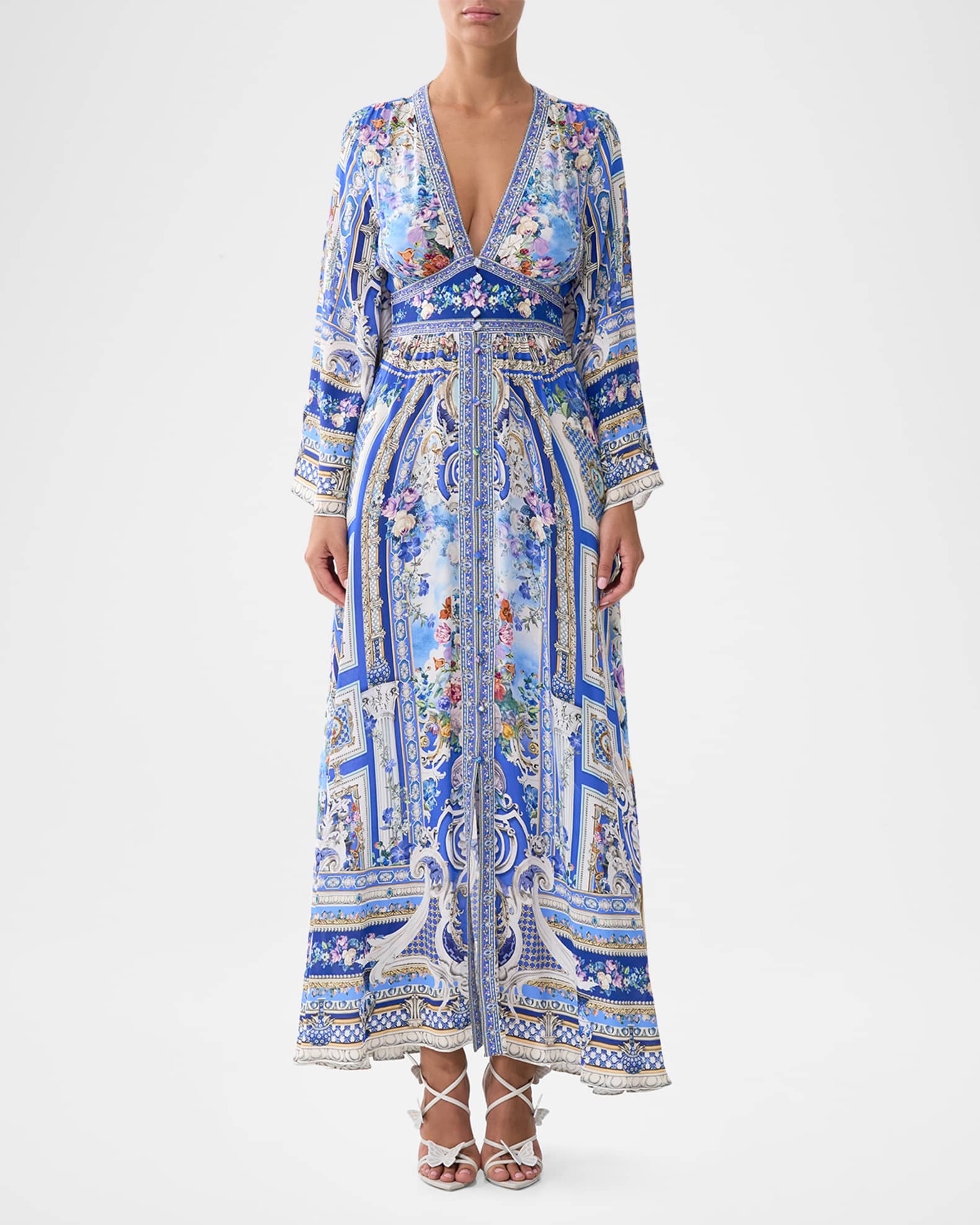 Camilla Ottoman Opulence Kimono-Sleeve Maxi Dress | Neiman Marcus