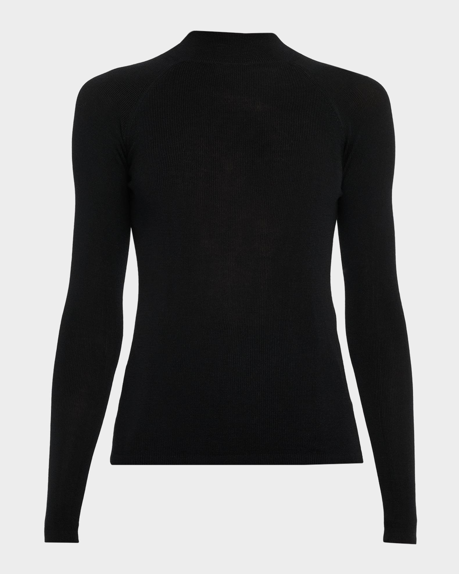 Mock-Neck Merino Silk Micro Rib Knit T-Shirt | Neiman Marcus