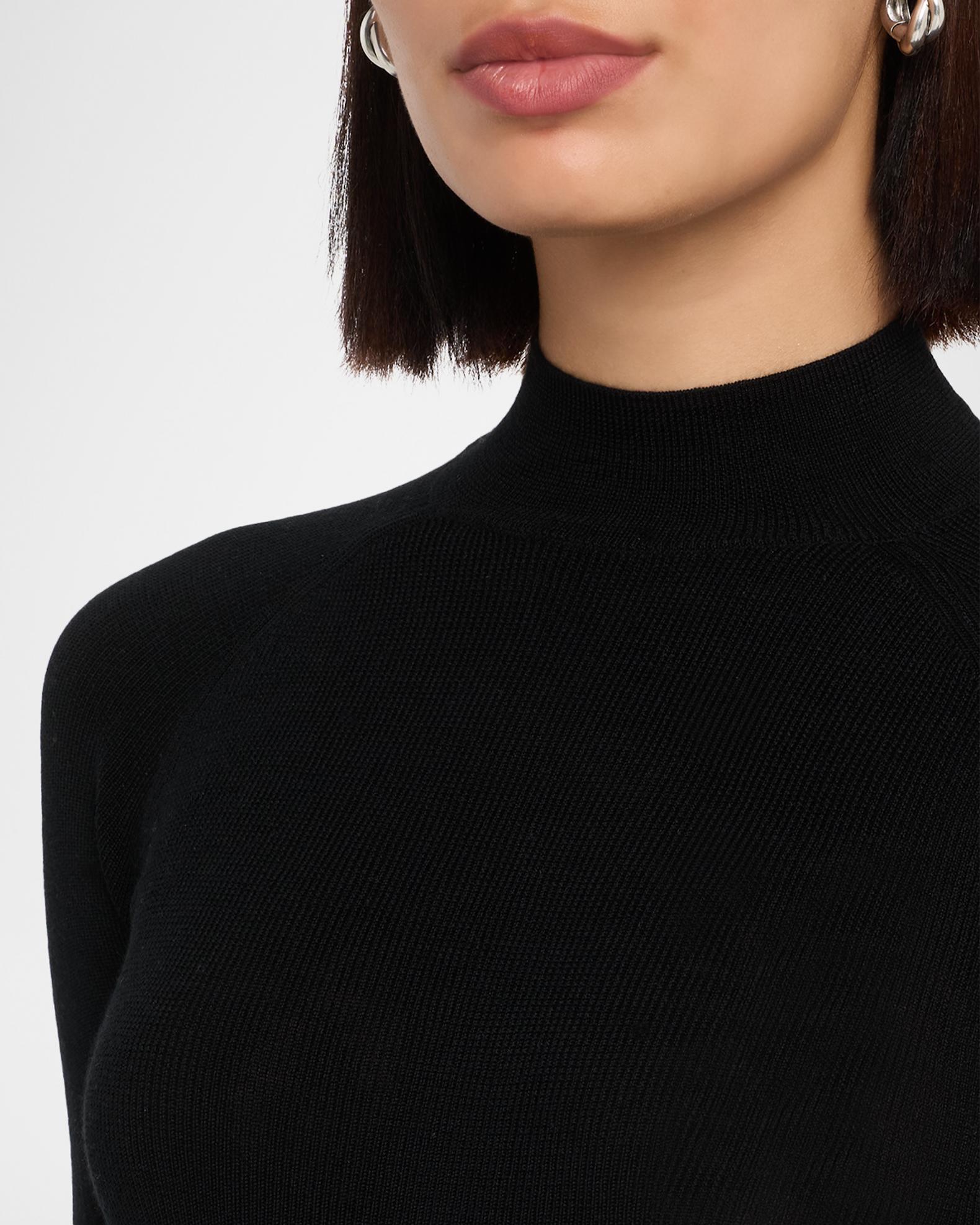 Mock-Neck Merino Silk Micro Rib Knit T-Shirt | Neiman Marcus