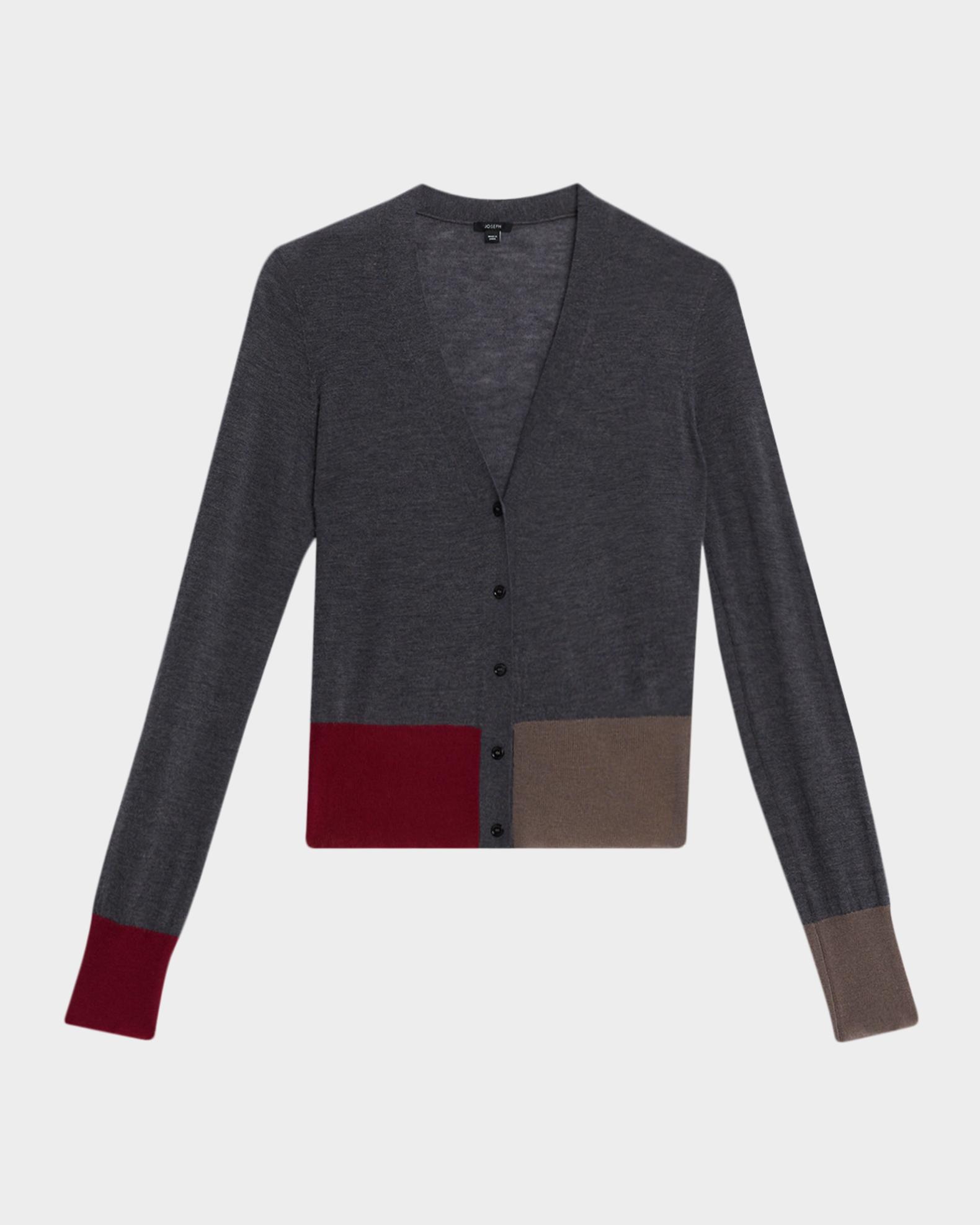 Joseph Cashair Coloblock Cashmere V-Neck Cardigan | Neiman Marcus