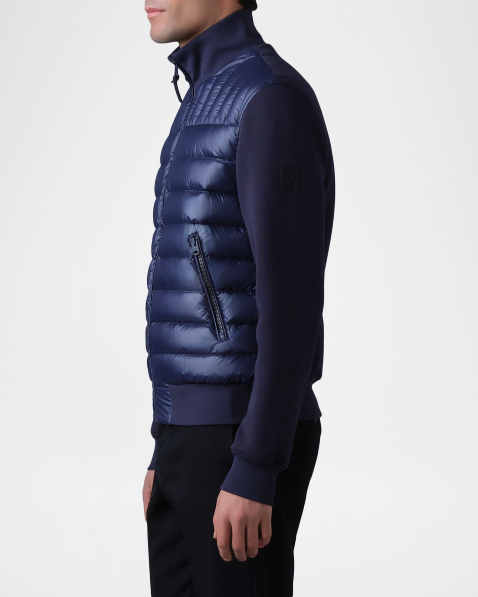 Mackage Men's Collin-R Down Mixed Media Bomber Jacket | Neiman Marcus