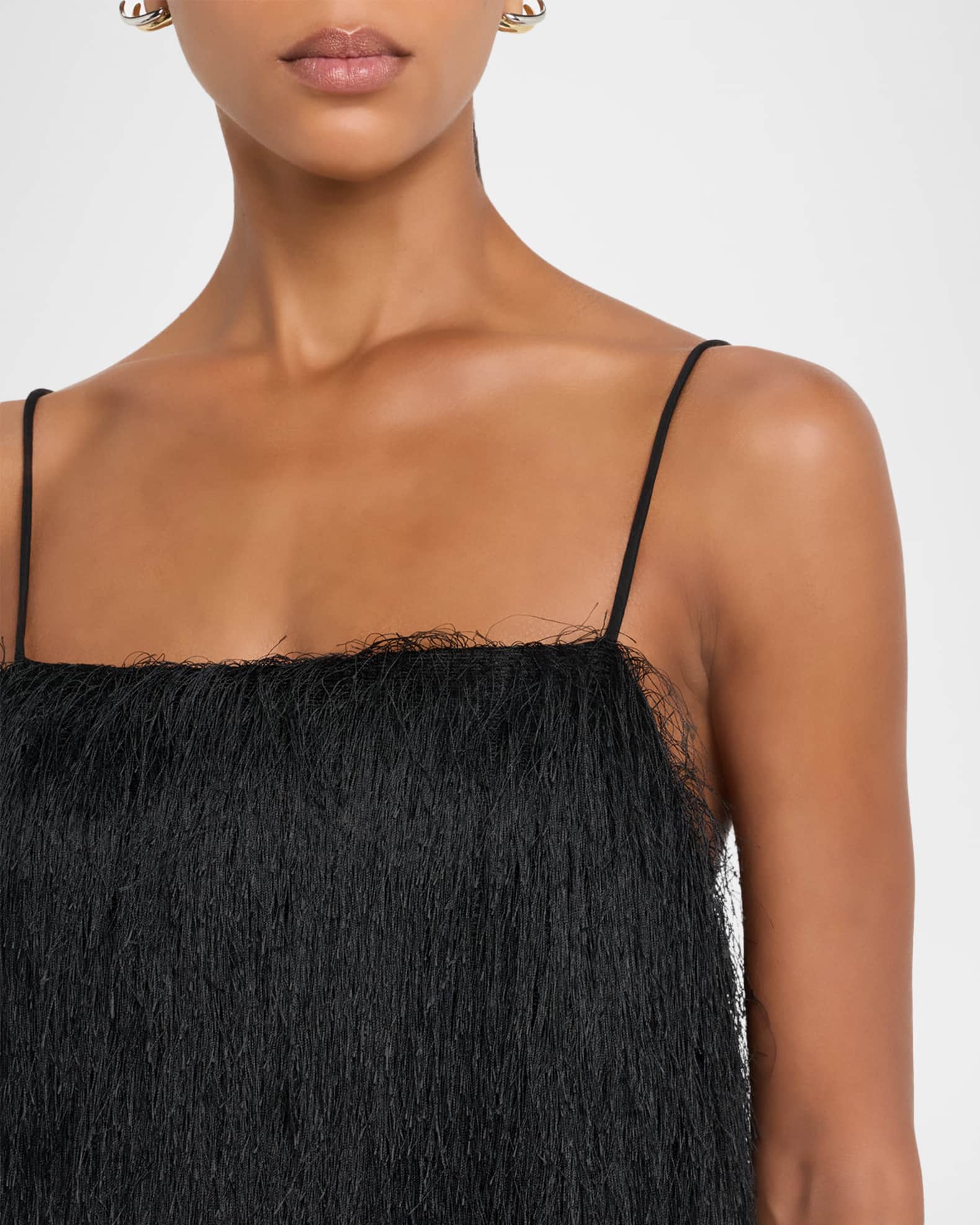 By Malene Birger Ledo Square-Neck Fringe Mini Dress | Neiman Marcus