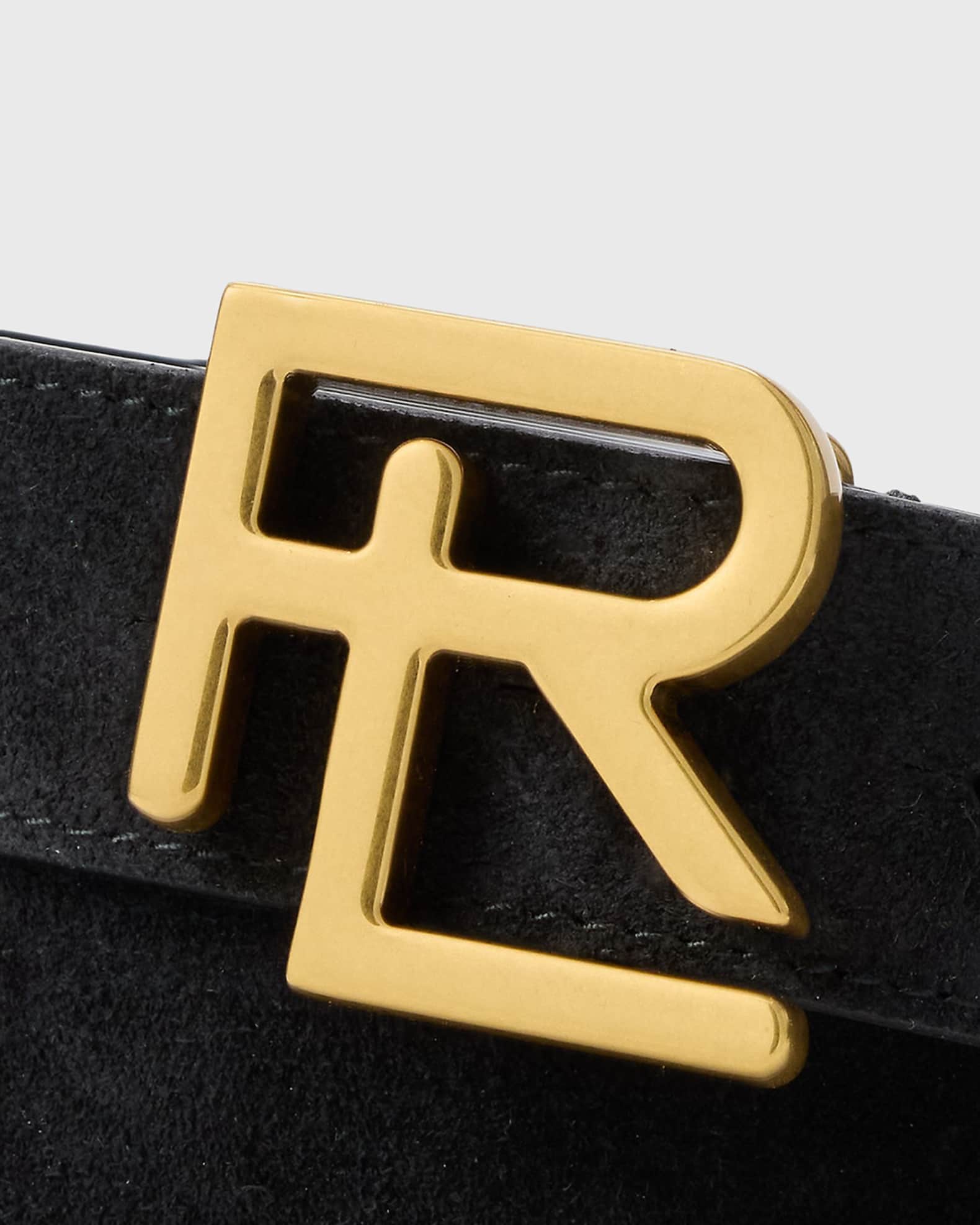 RALPH LAUREN PURPLE LABEL ブラックRLレザーベルト Ralph Lauren Purple Label RL-Buckle Calf-Suede Belt | Neiman Marcus