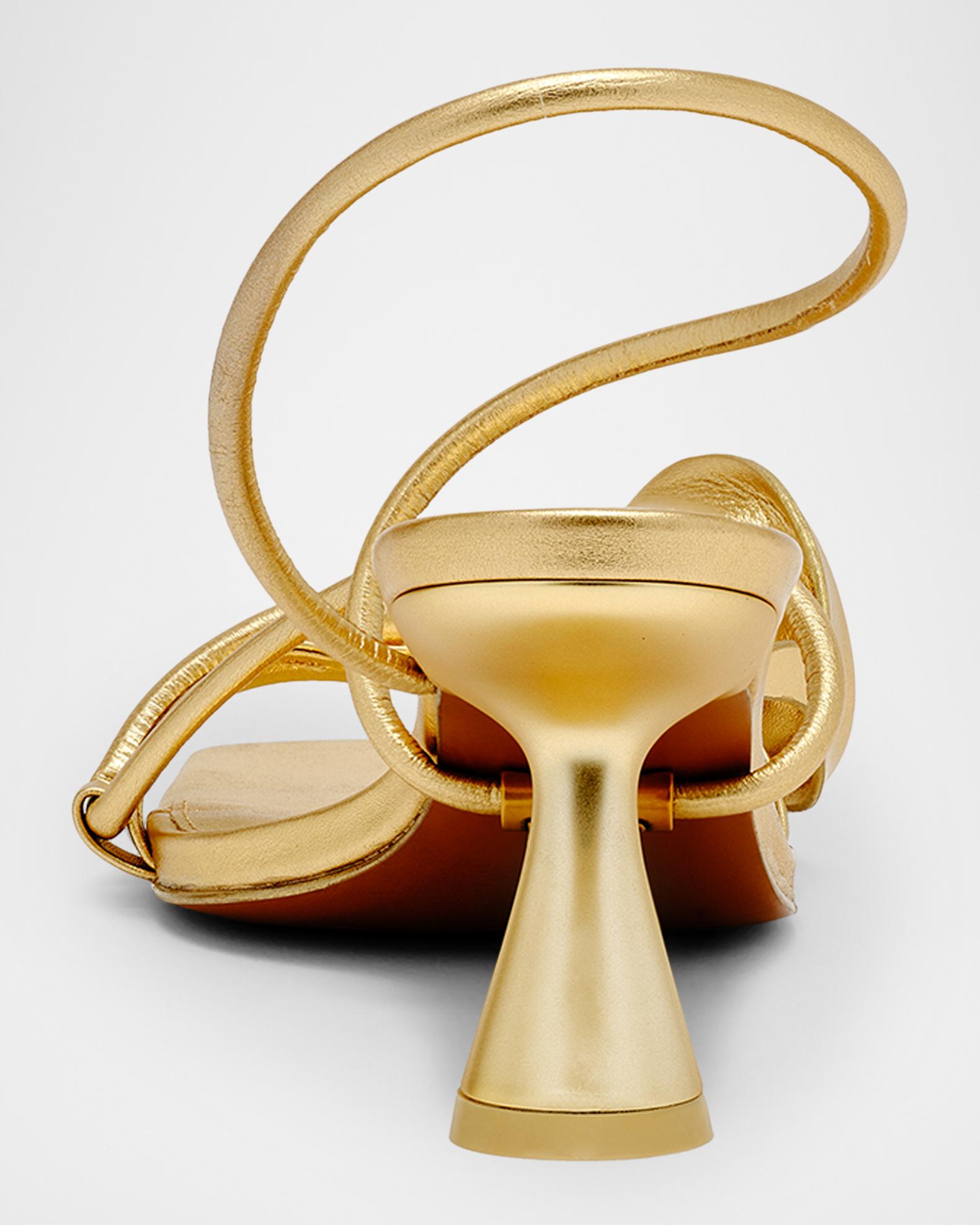 Cult Gaia Ria Calla Lily Metallic Leather Sandals | Neiman Marcus