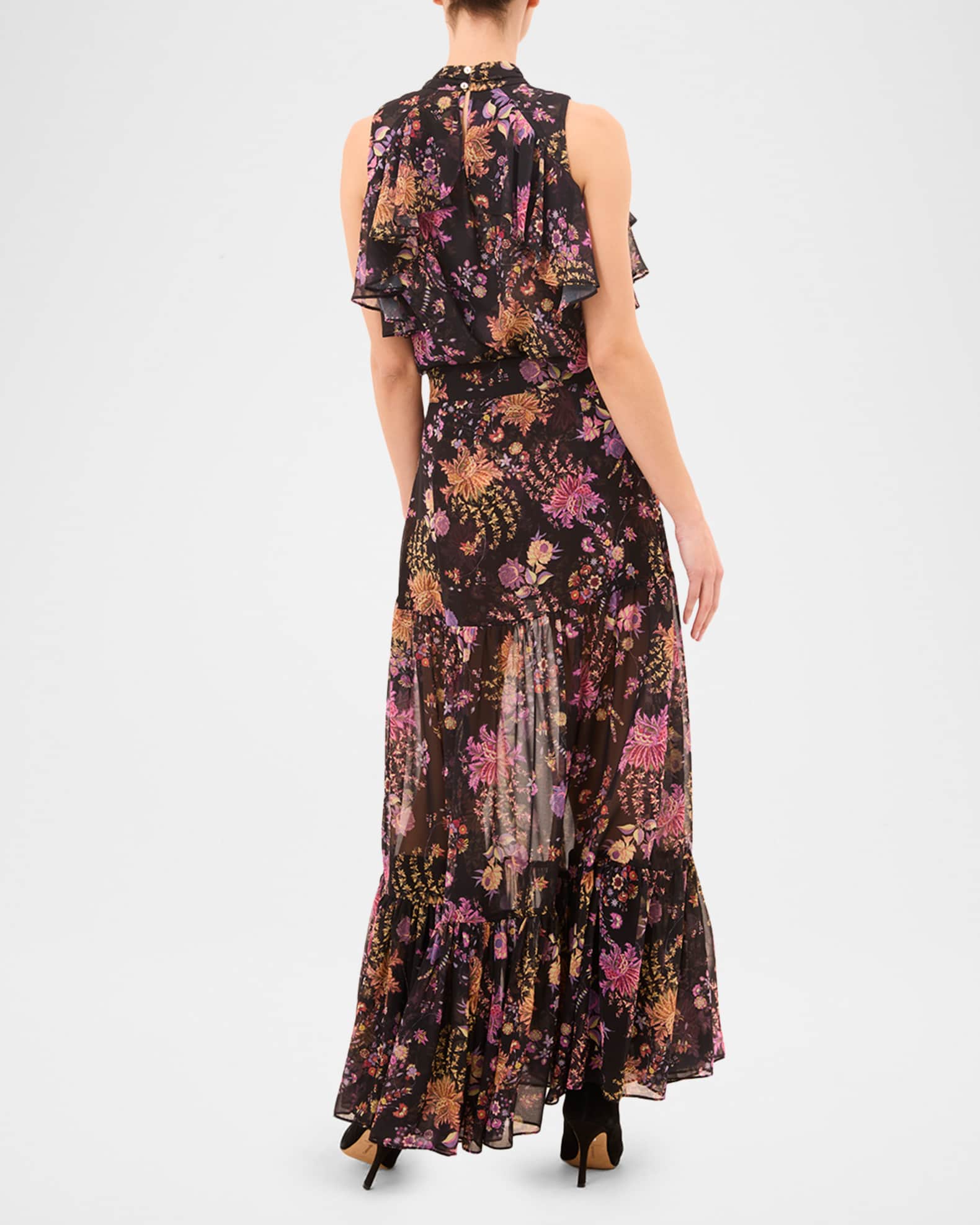 MISA Los Angeles Dusted Clustered Mavi Chiffon Maxi Skirt | Neiman