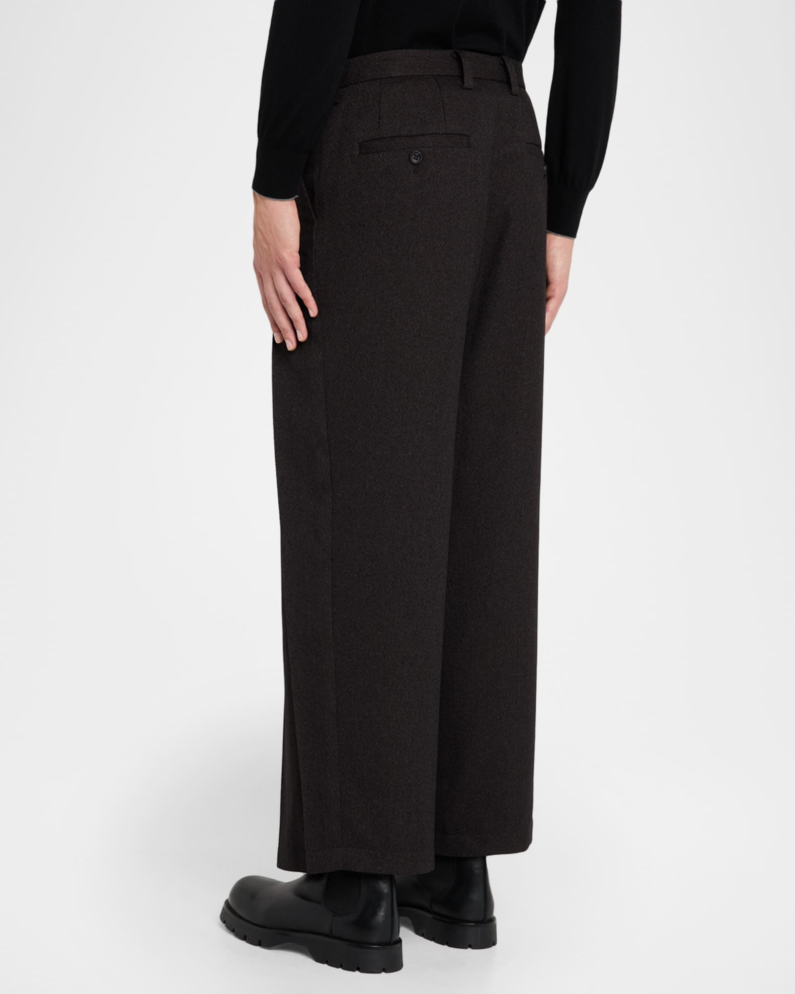 Issey Miyake Men's Pleated Wool Tweed Trousers | Neiman Marcus