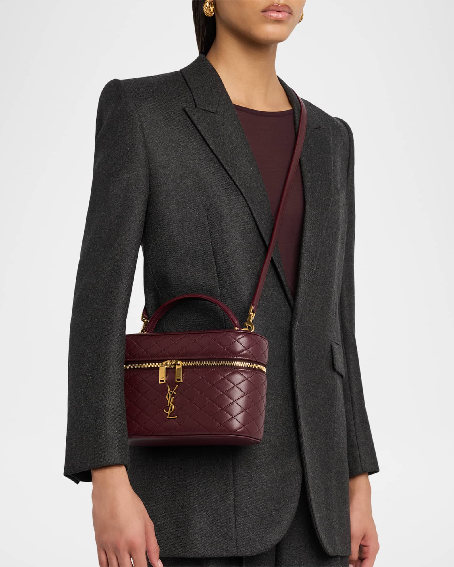 Saint Laurent Gaby Large YSL Vanity Bag in Quilted Leather | Neiman Marcus
