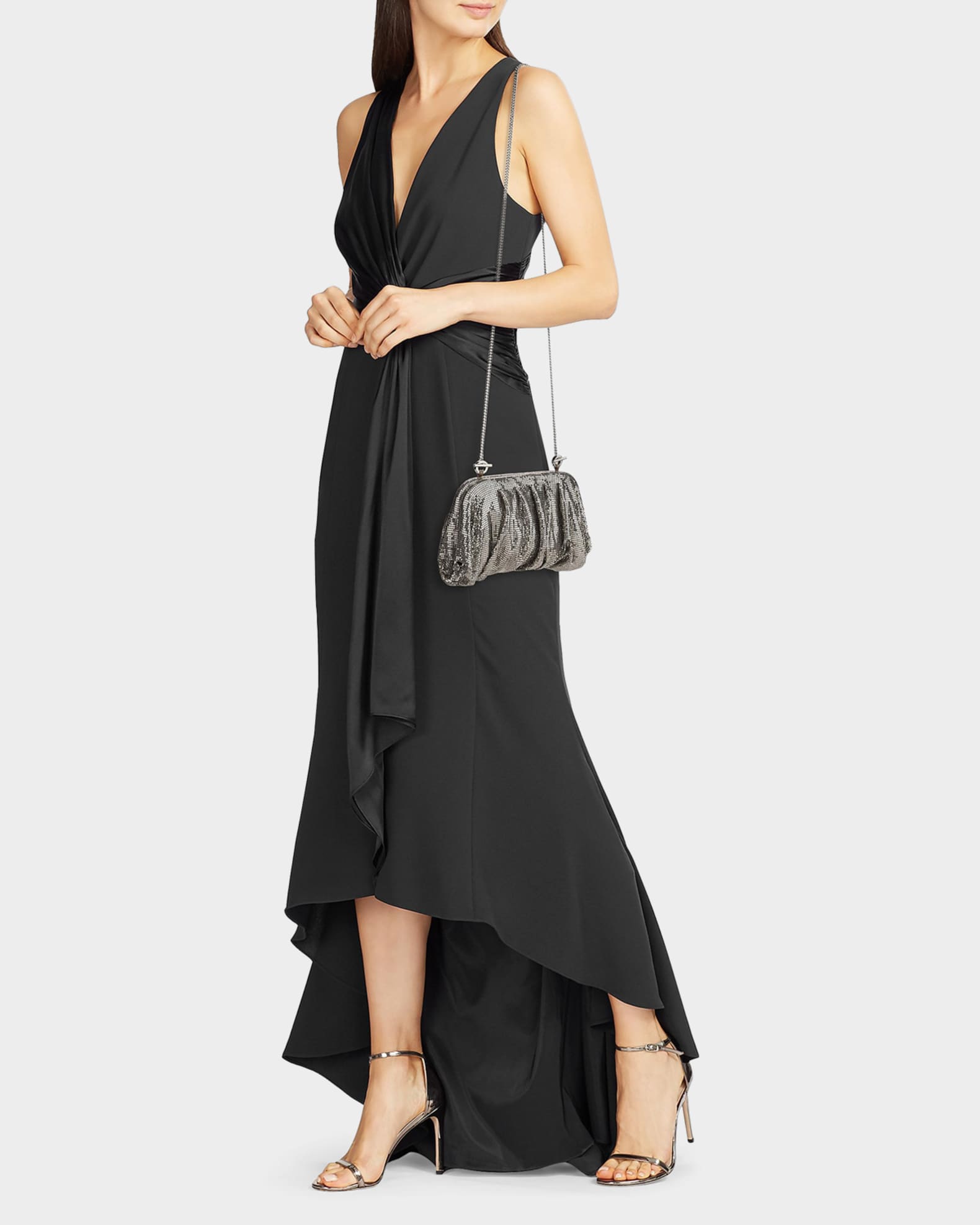 Benedetta Bruzziches Venus La Grande Pleated Metal Mesh Clutch Bag