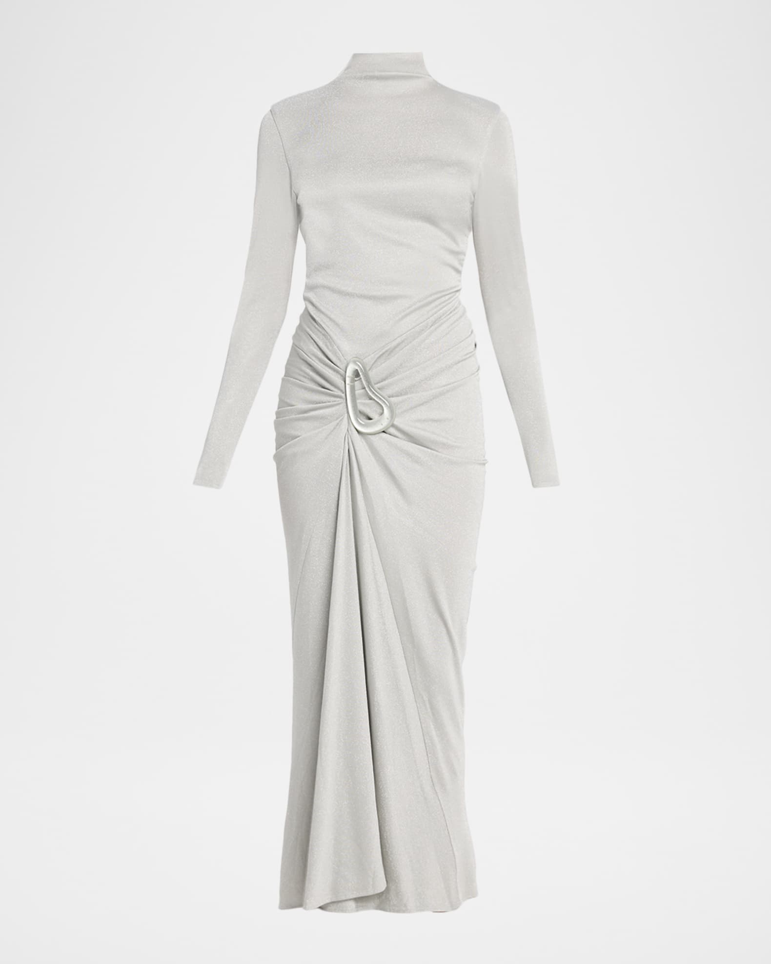 Silvia Tcherassi Venus Draped Long-Sleeve Midi Dress | Neiman Marcus