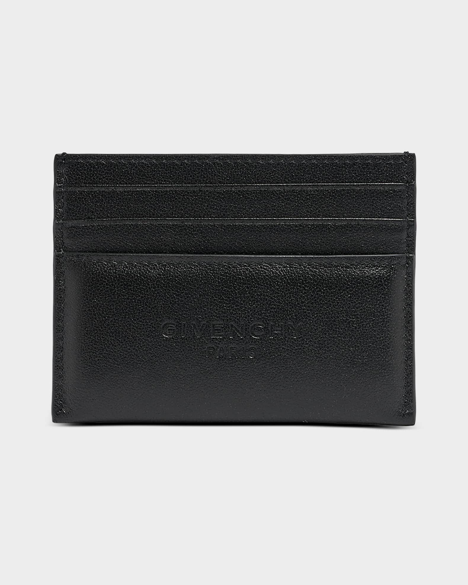 Givenchy Men's Leather Embossed Logo Card Holder | Neiman Marcus