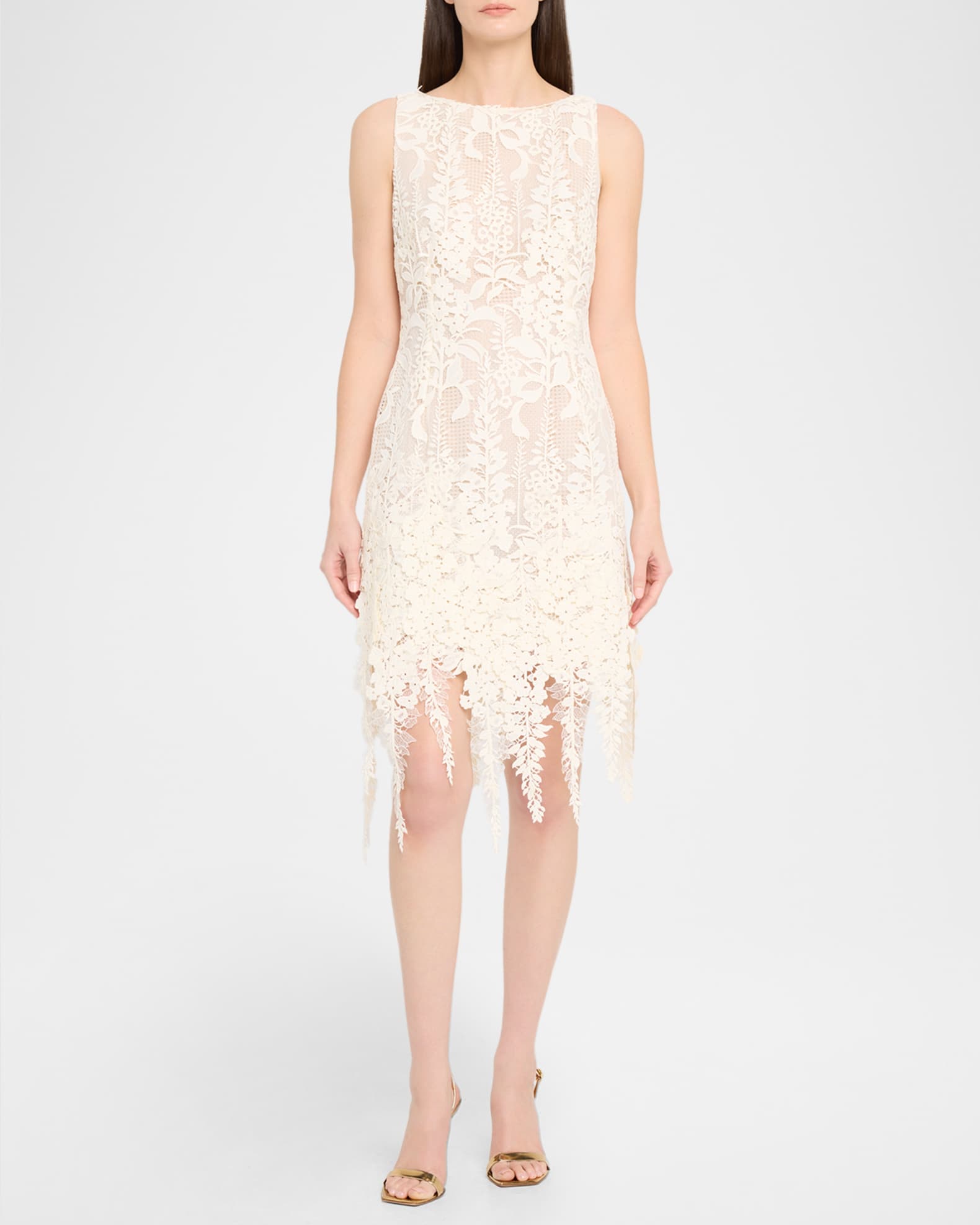 Oscar de La Renta Women's Sleeveless Foxgloves Guipure Lace Dress - Ivory/Cream - Size 6 - Ivory