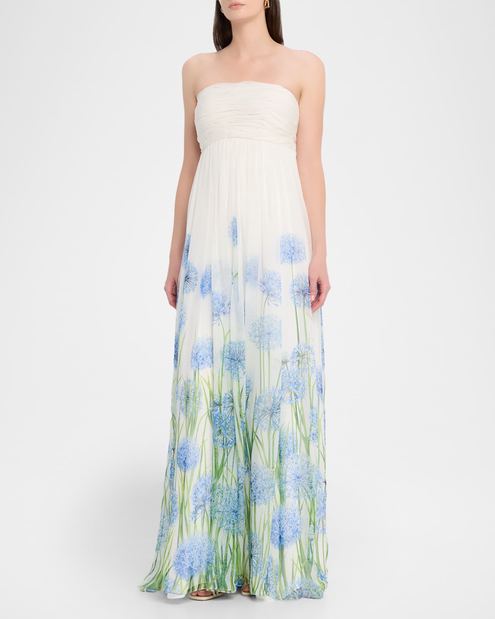 Oscar de la Renta Strapless Alliums Degrade Silk Chiffon Gown | Neiman  Marcus