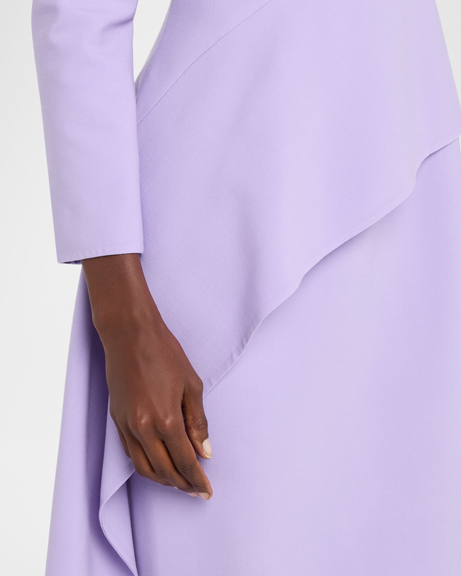 Oscar de la Renta Long-Sleeve Peplum Drape Midi Dress | Neiman Marcus