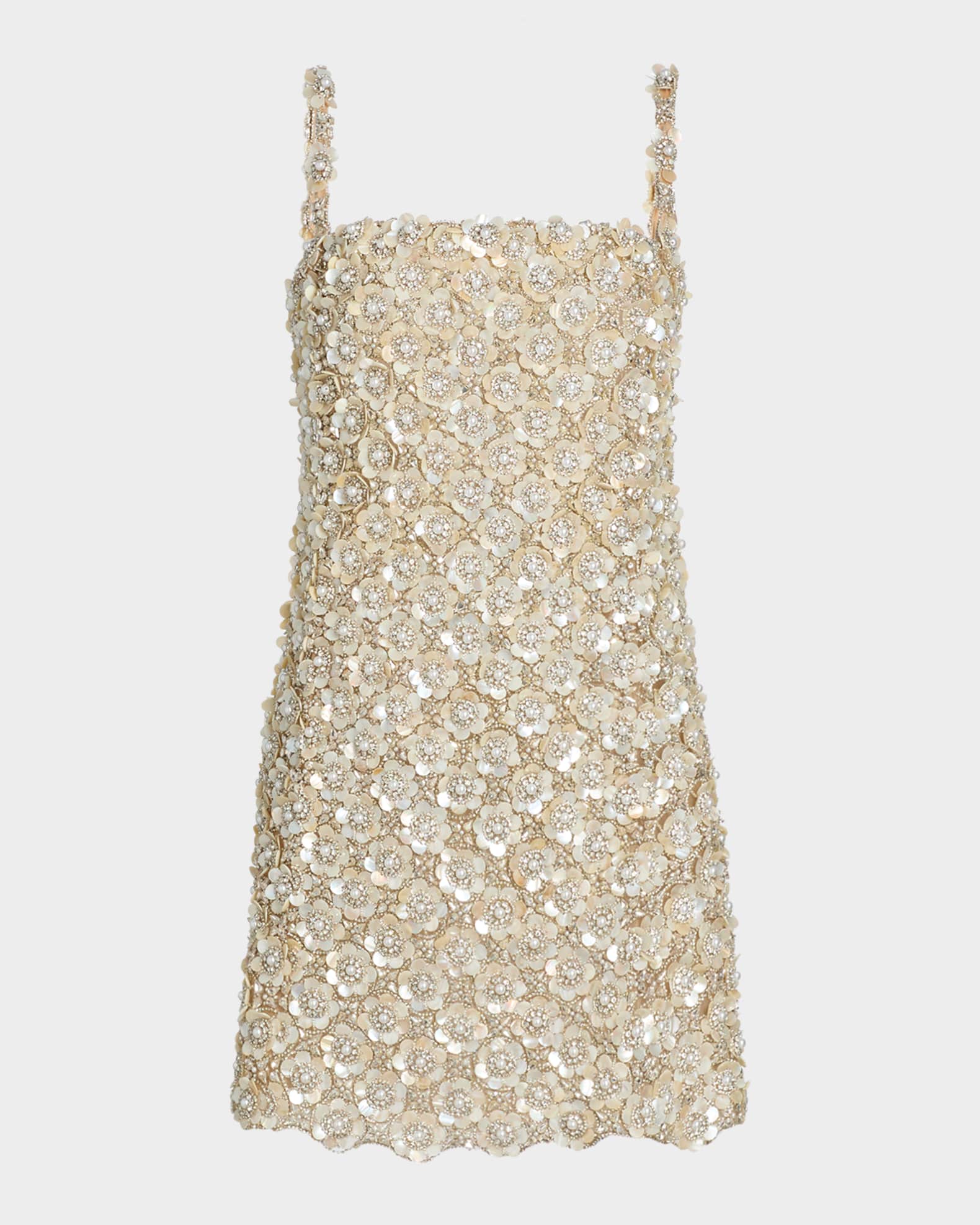 oscar de la renta gold mini dress Crystal Embellished Cocktail Dress main image 1