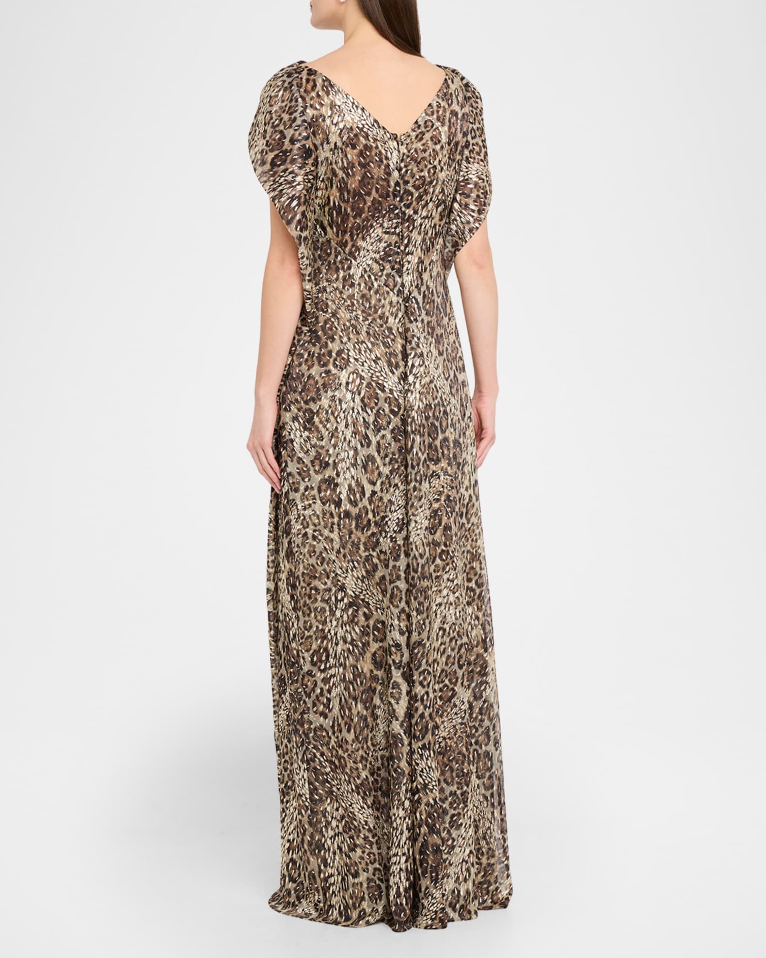 metallic leopard print dress UNDRESS | INES Leopard Metallic Fabric Long Open Back Dress | Women's Brown Maxi  dresses