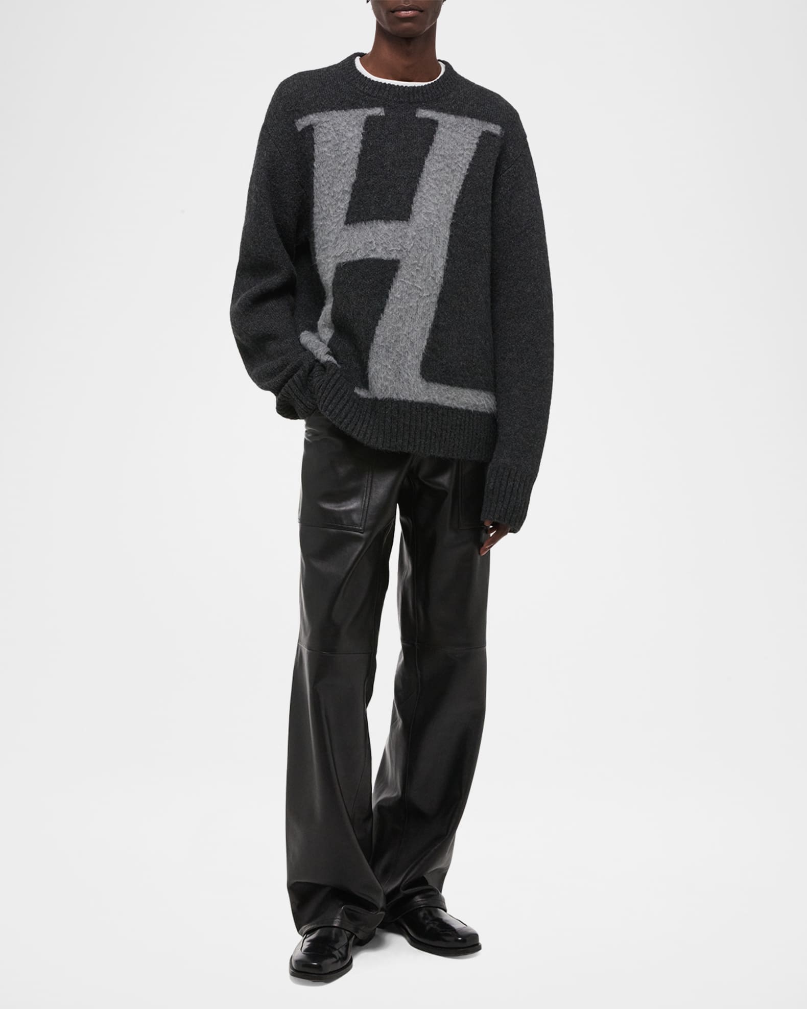 Helmut Lang Men's HL Logo Crewneck Sweater | Neiman Marcus