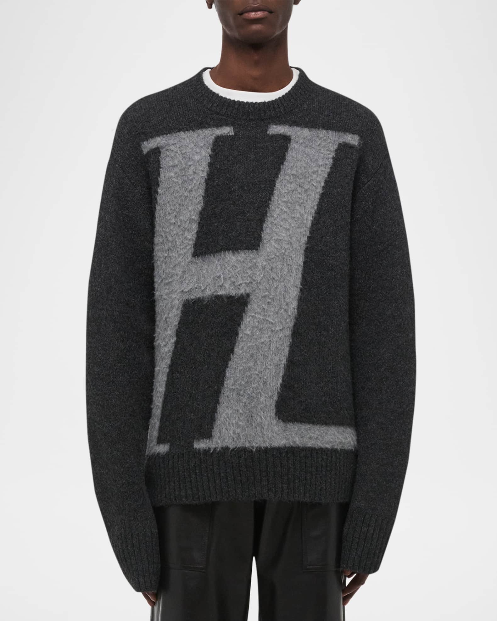 Helmut Lang Men's HL Logo Crewneck Sweater | Neiman Marcus
