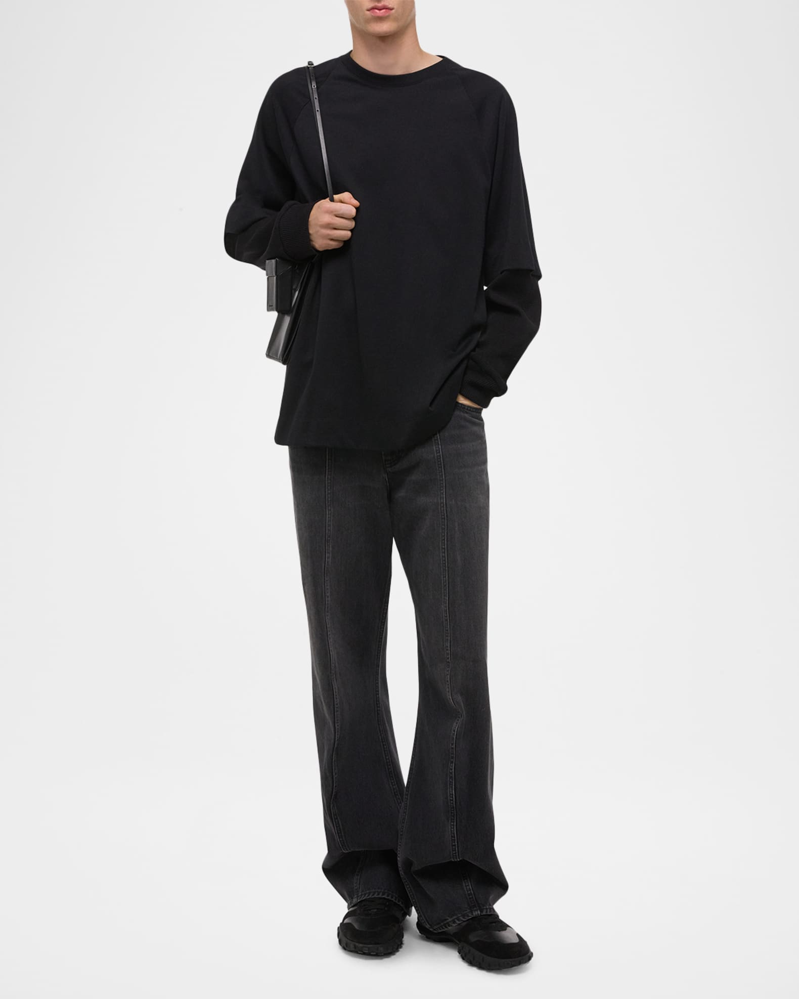 Helmut Lang Men's Double-Layer Waffle Sleeve T-Shirt | Neiman Marcus