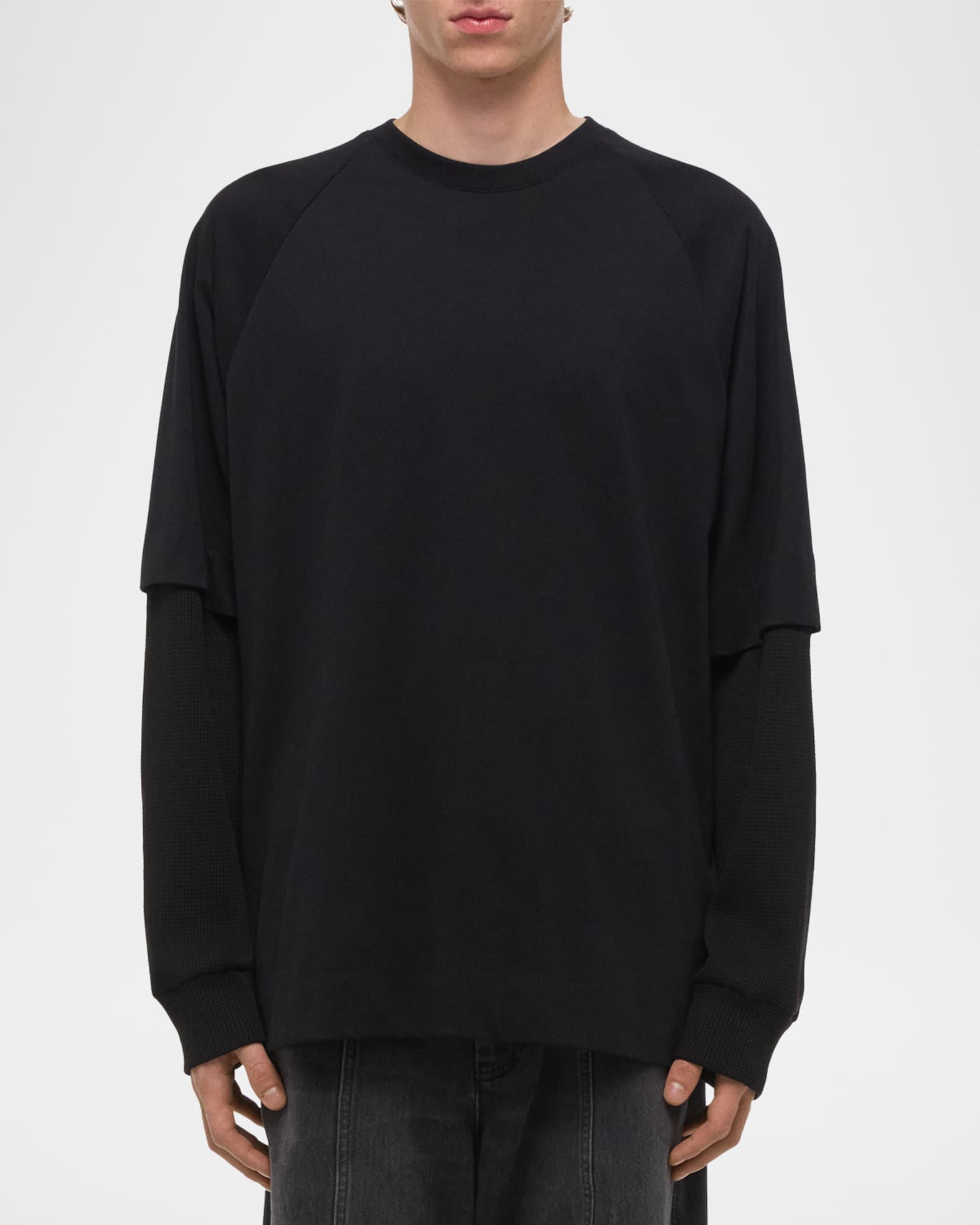 Helmut Lang Men's Double-Layer Waffle Sleeve T-Shirt | Neiman Marcus