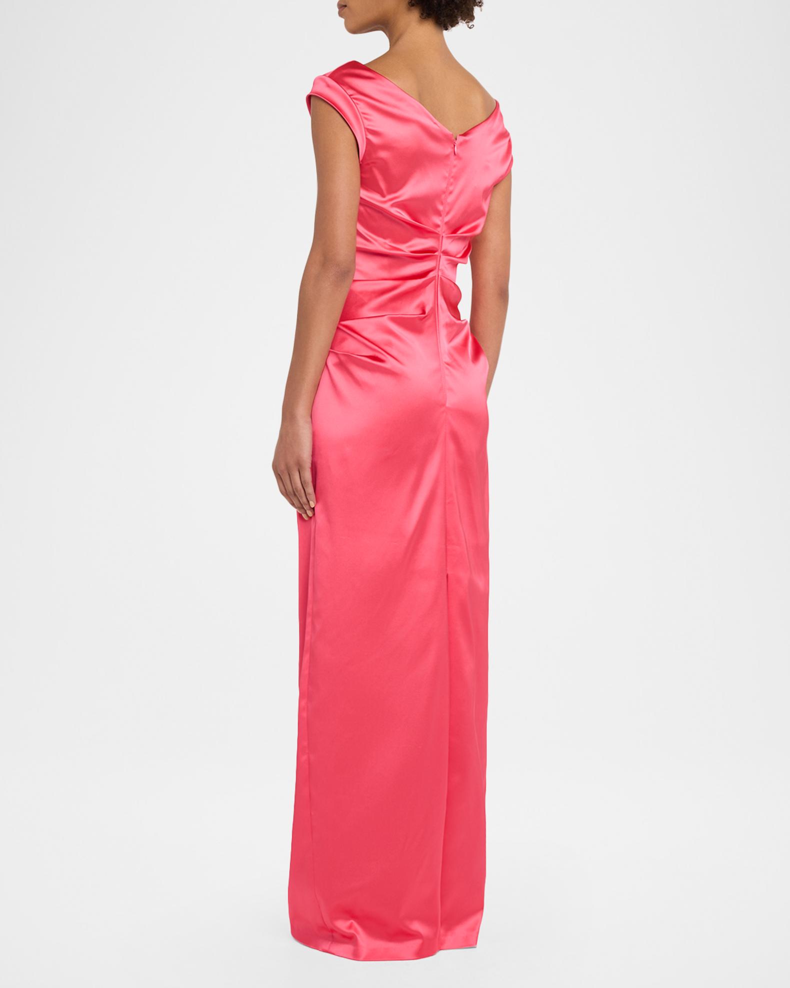 talbot runhof stretch satin dress Talbot Runhof Draped Satin Asymmetric Sheath Gown