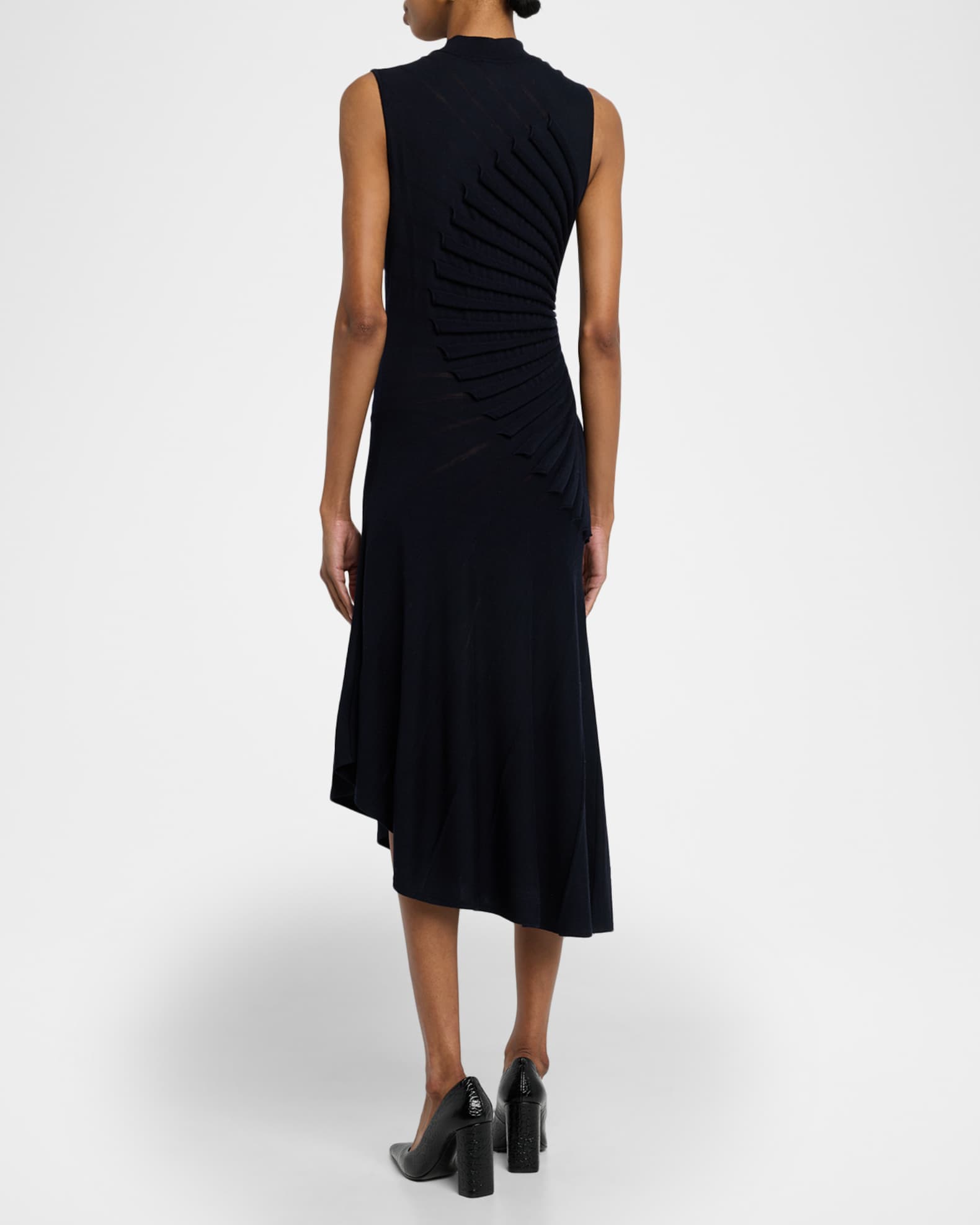 alaia sleeveless high-neck sculpted midi dress ALAIA Sleeveless High-Neck Sculpted Midi Dress
