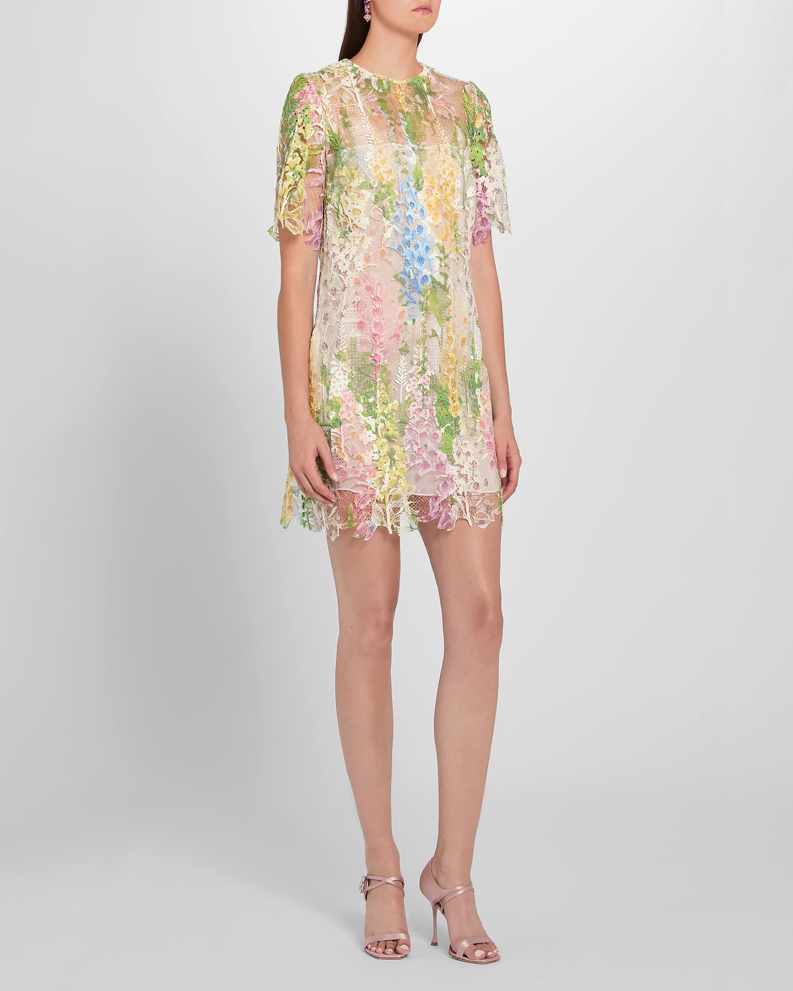Oscar de La Renta Foxglove Guipure Shift Dress - Multi