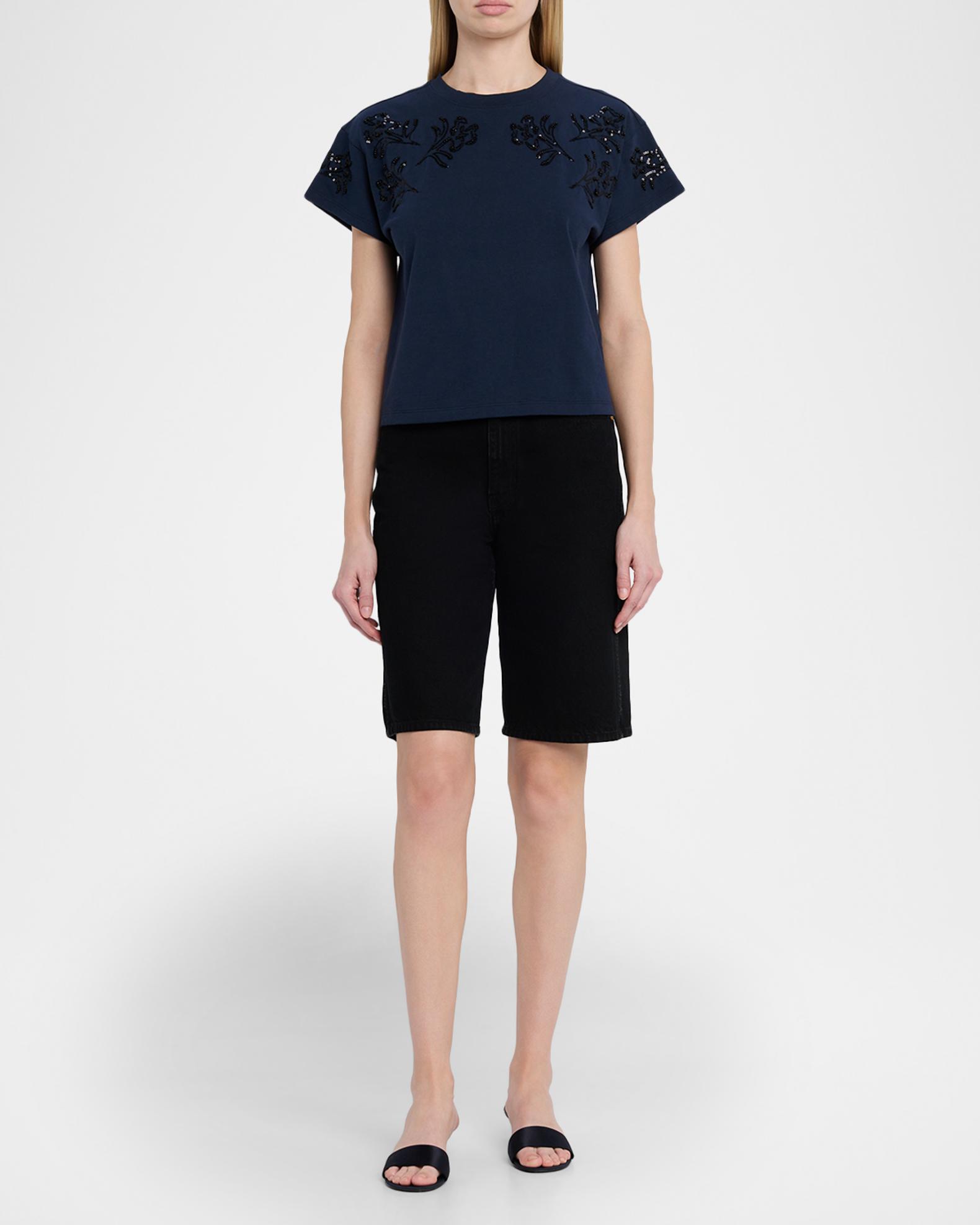 rag & bone Kelly Boxy Beaded Floral Tee | Neiman Marcus