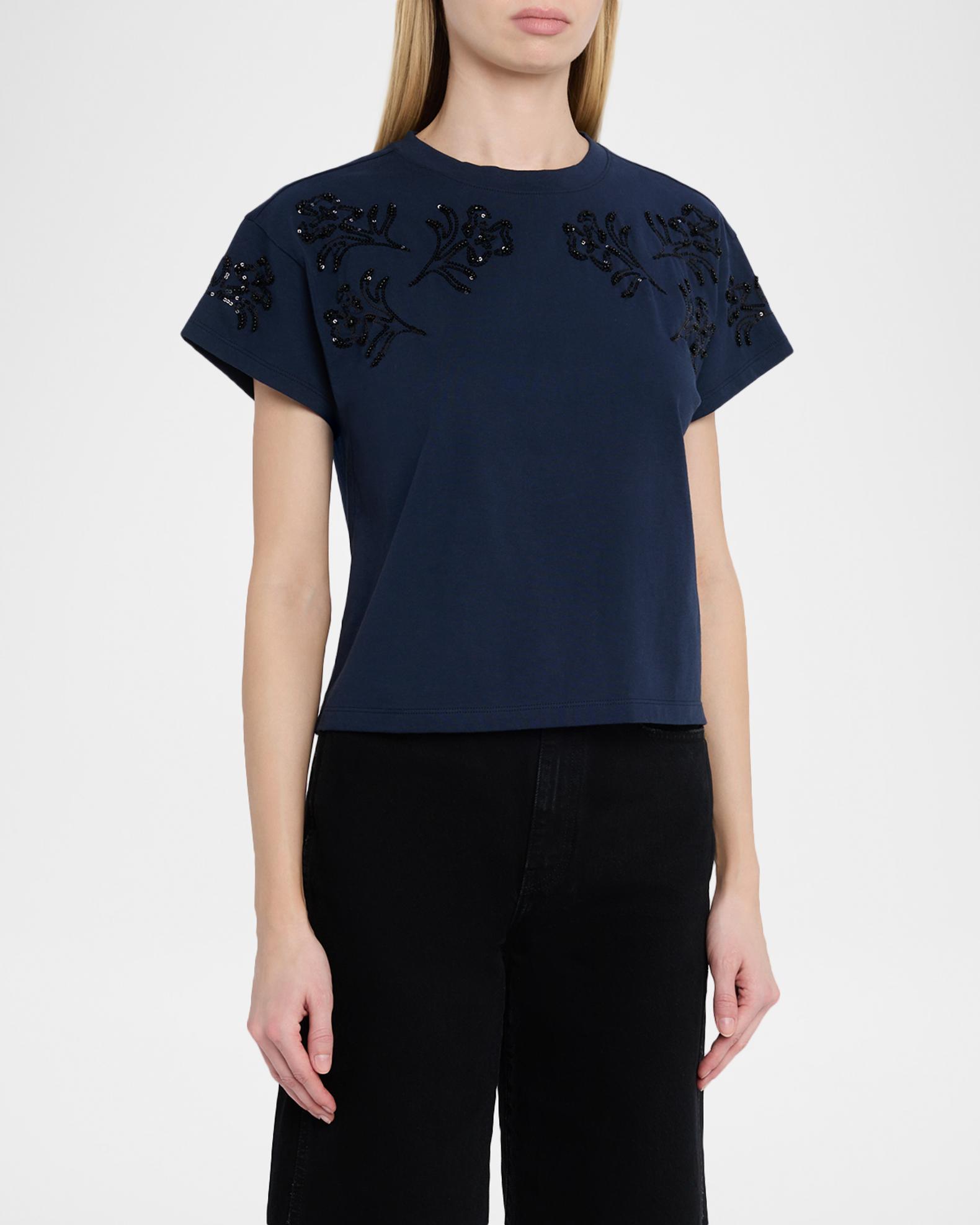 rag & bone Kelly Boxy Beaded Floral Tee | Neiman Marcus