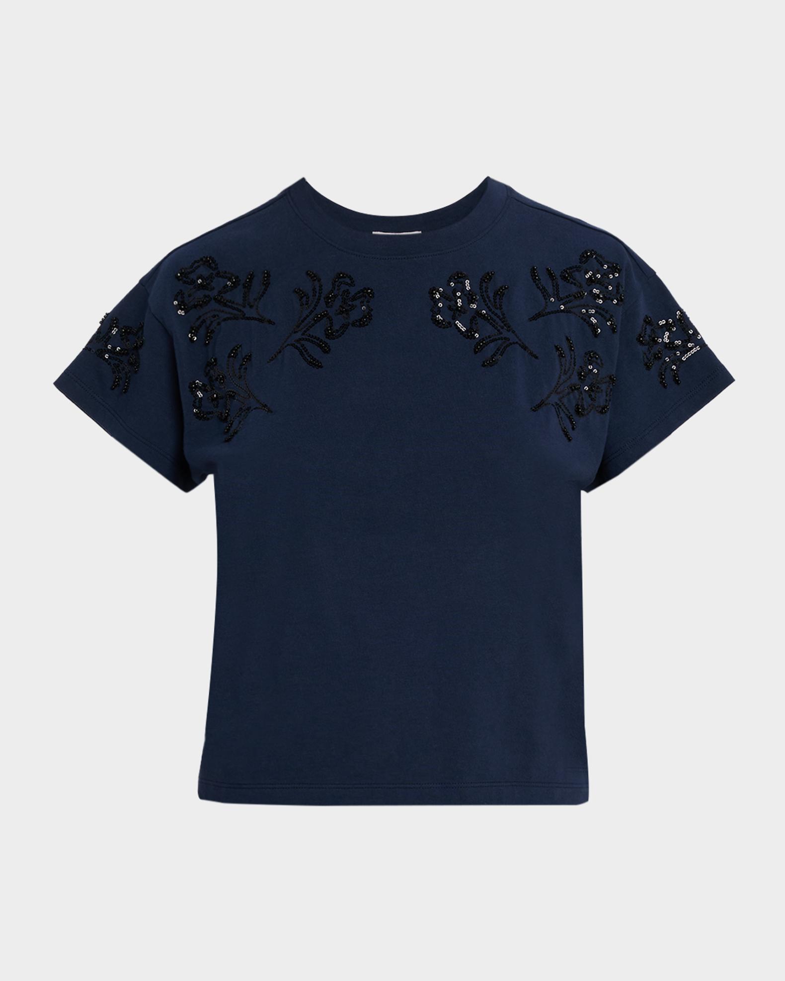 rag & bone Kelly Boxy Beaded Floral Tee | Neiman Marcus