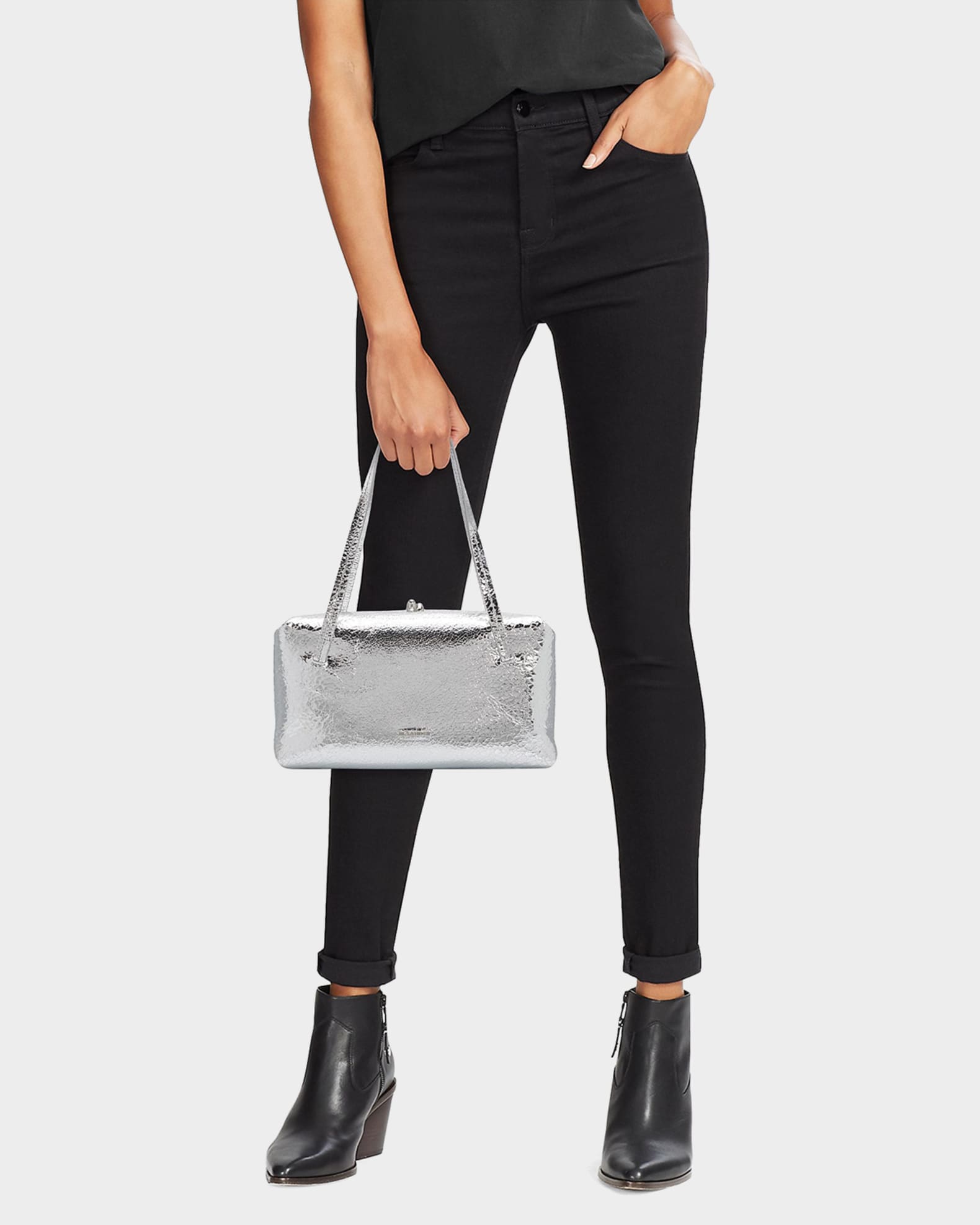 Jil Sander Goji Pillow Laminated Leather Shoulder Bag | Neiman Marcus
