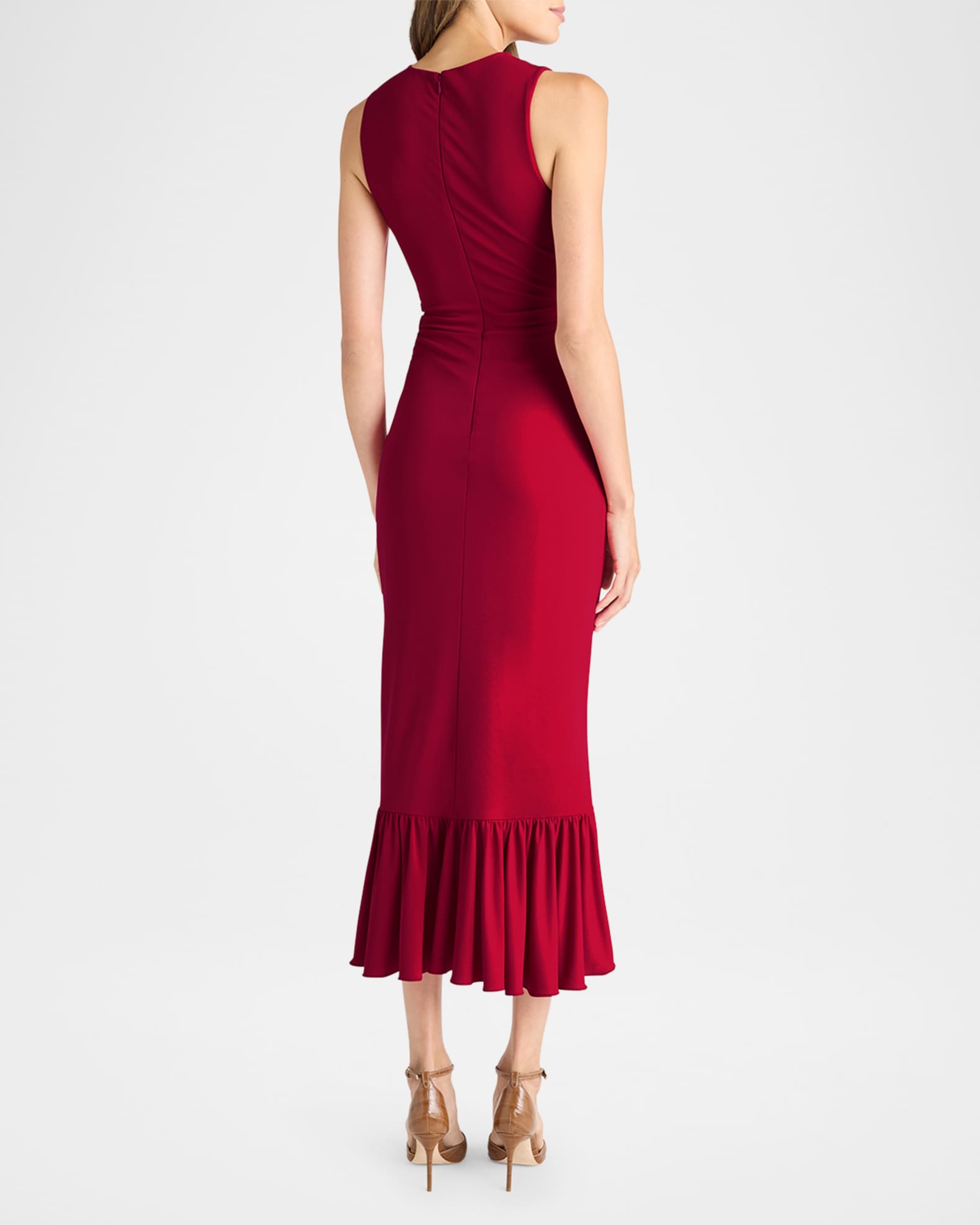 Fatima Ruffled Midi Dress - Burgundy Plum - 4