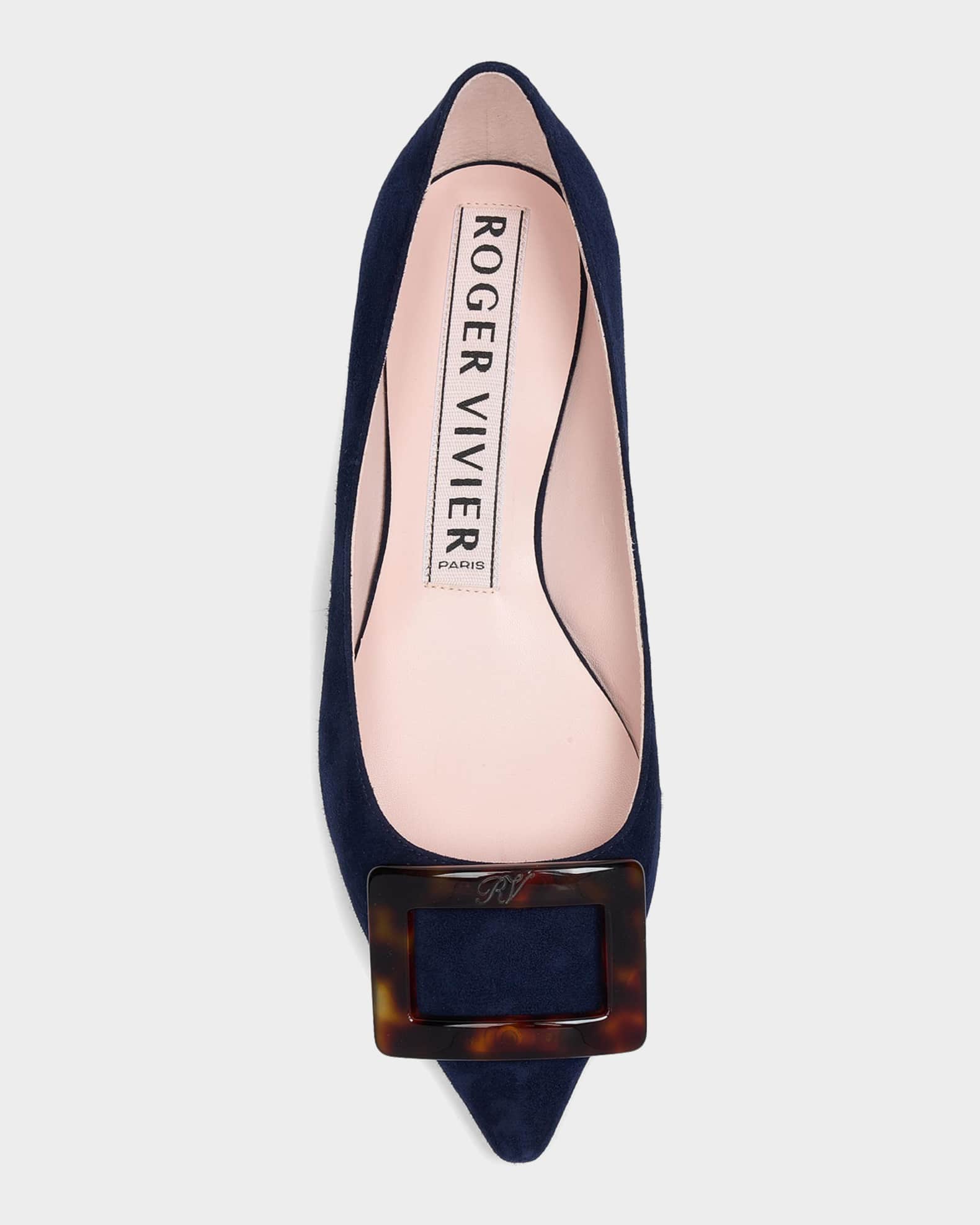 Roger Vivier Gommettine Suede Ballerina Flats | Neiman Marcus