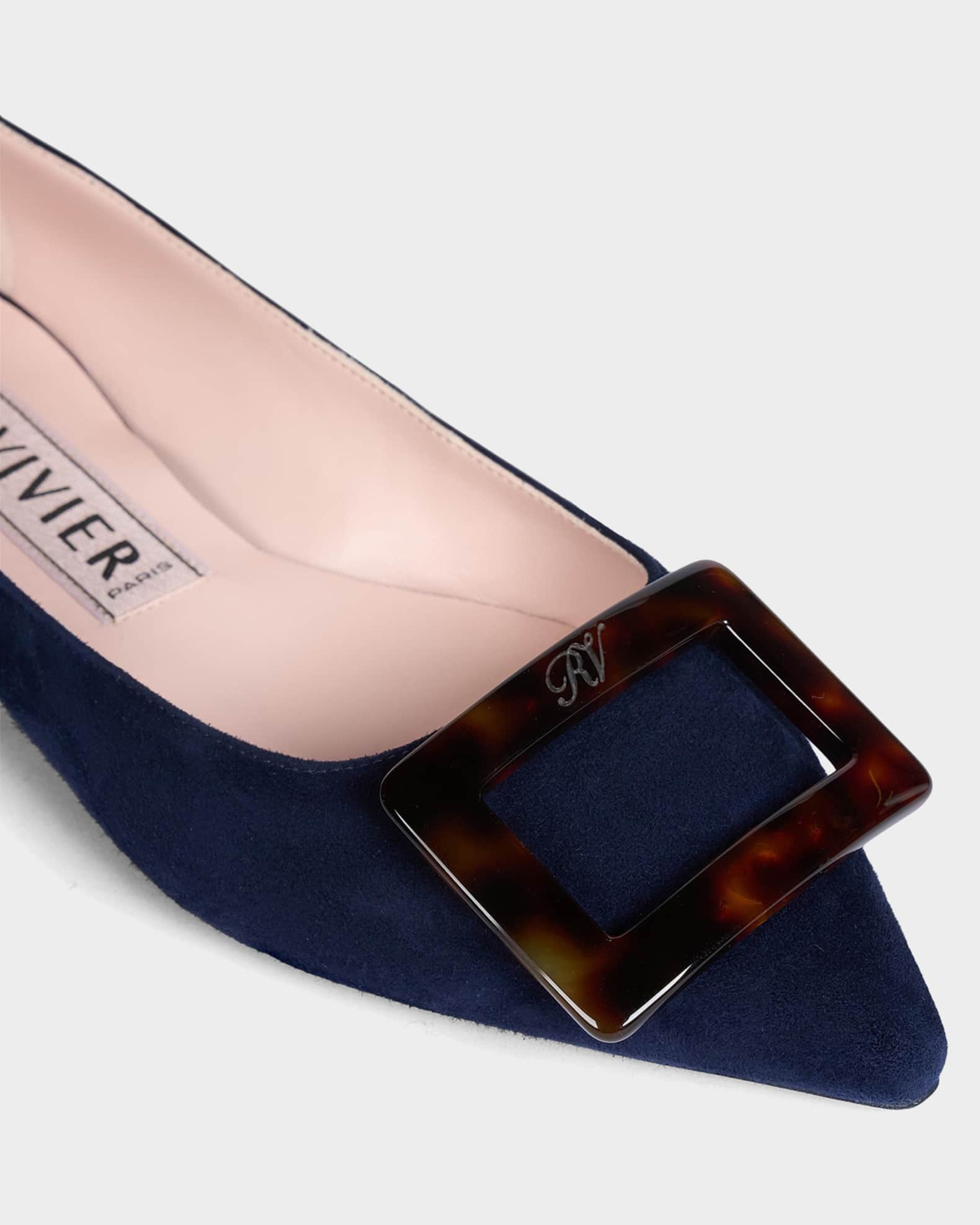 Roger Vivier Gommettine Suede Ballerina Flats | Neiman Marcus