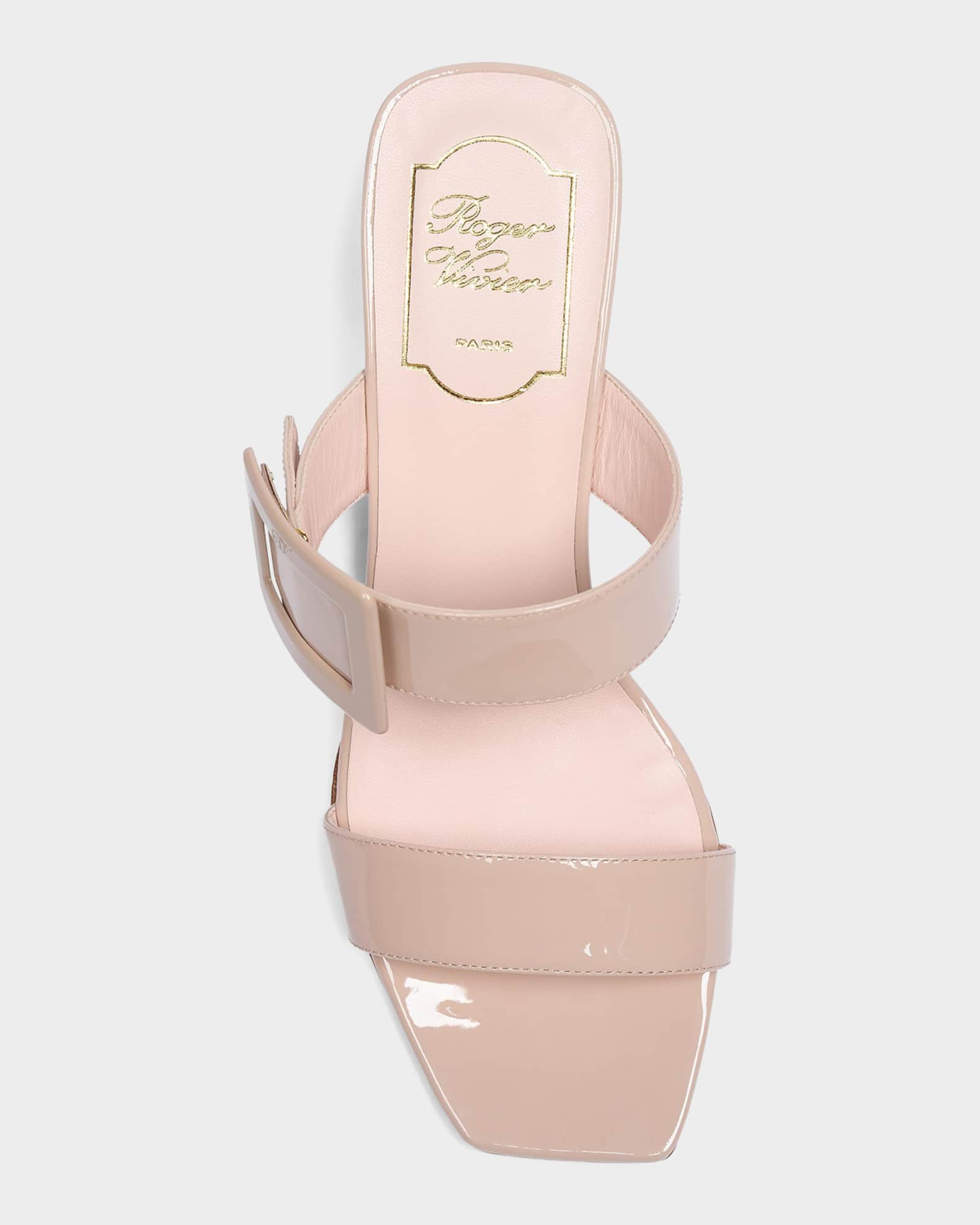 Roger Vivier 60mm Belle Vivier Patent Leather Wedge Mule Sandals