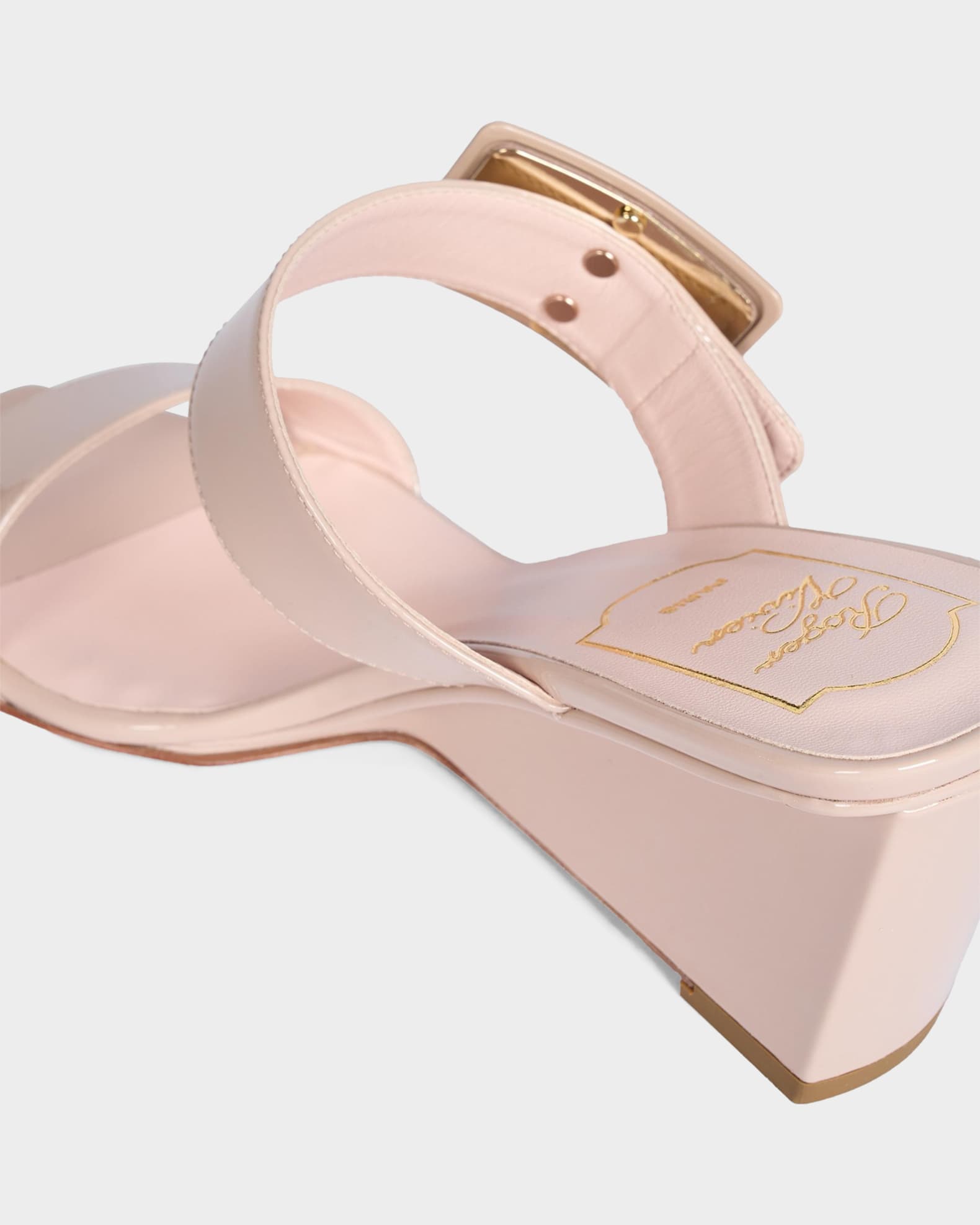 Roger Vivier 60mm Belle Vivier Patent Leather Wedge Mule Sandals