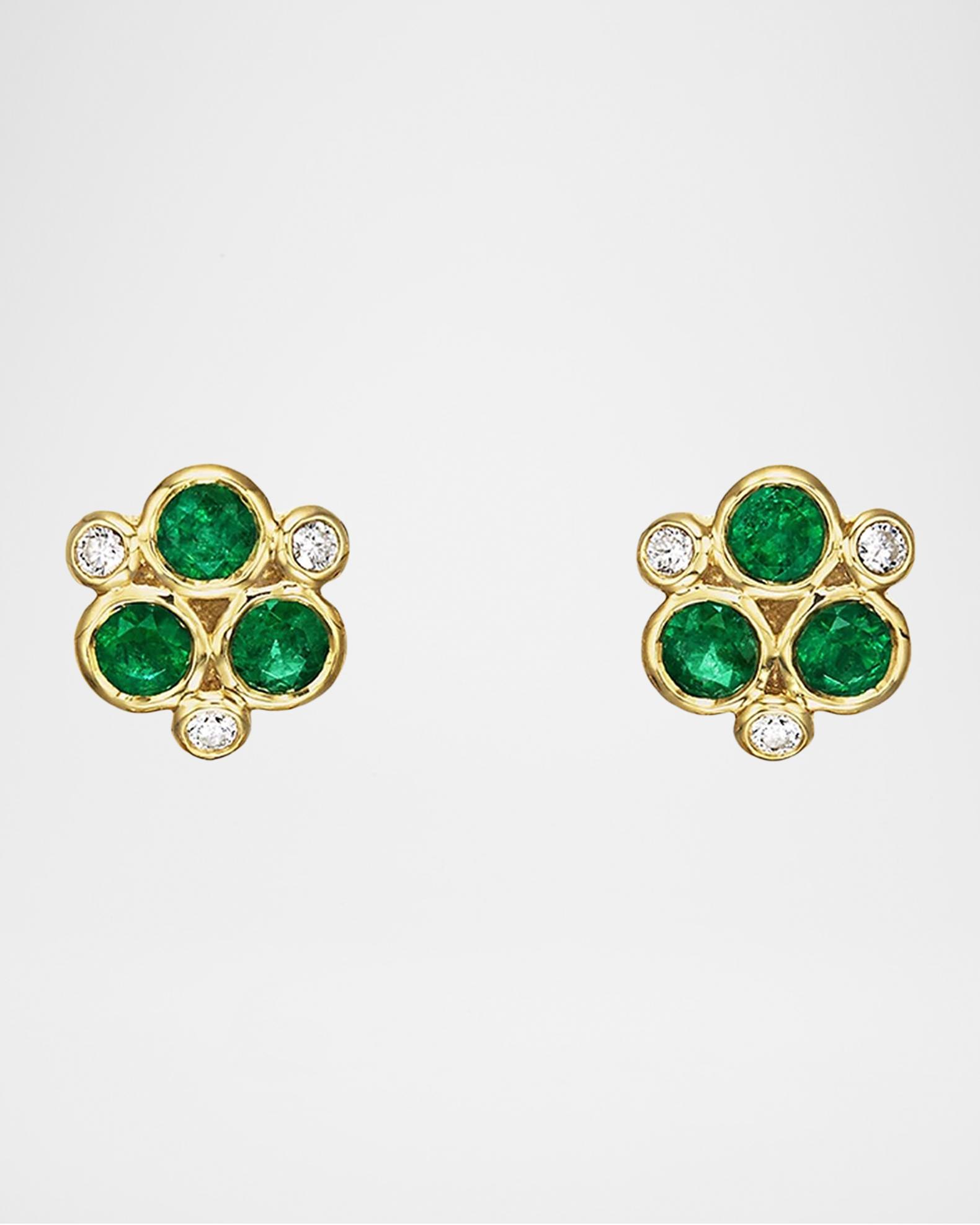 Temple St. Clair Classic Color Emerald, Diamond & 18K Yellow Gold Trio ...