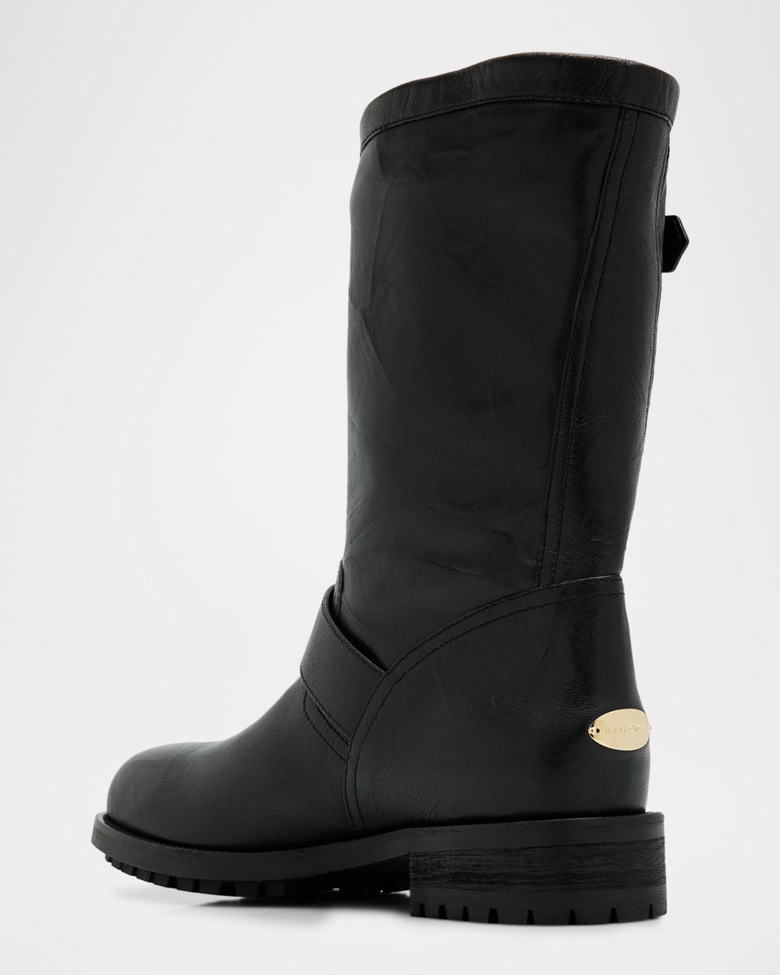 Jimmy Choo Biker Mid Leather Mid-Calf Boots | Neiman Marcus
