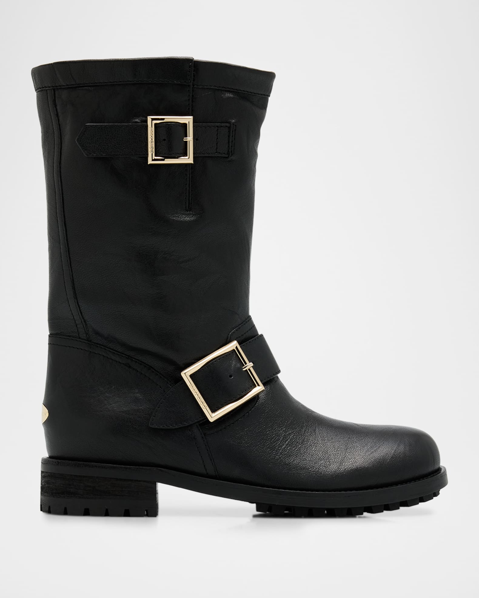 Jimmy Choo Biker Mid Leather Mid-Calf Boots | Neiman Marcus