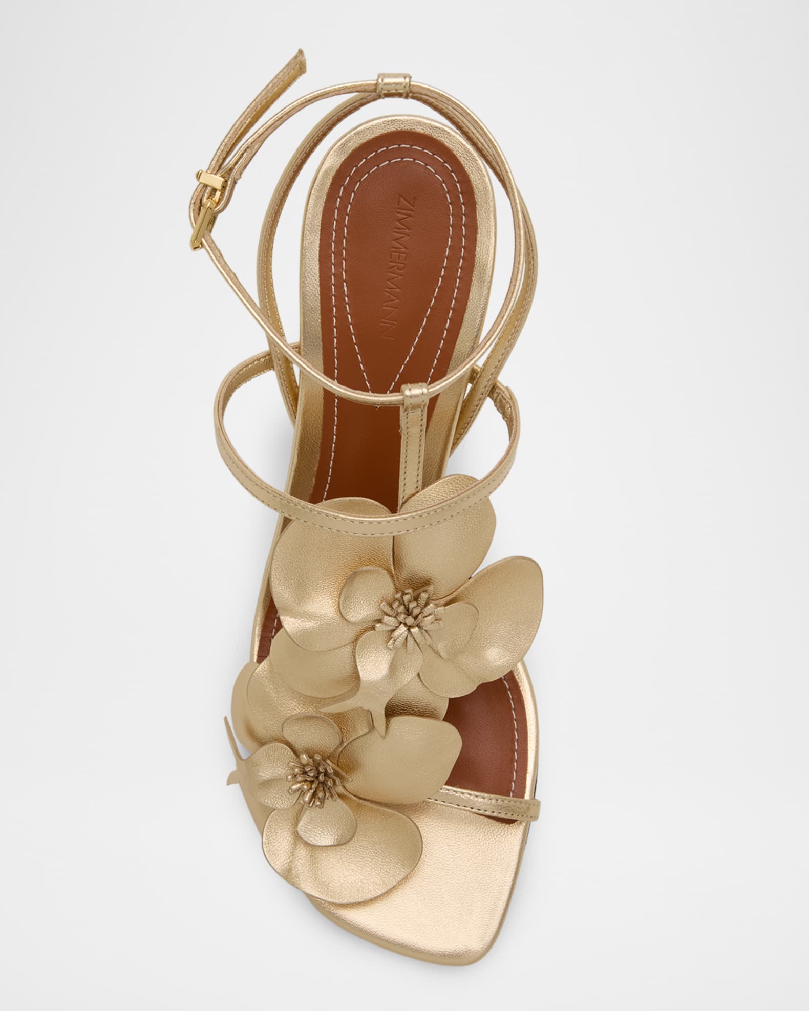 Zimmermann 85mm Orchid Metallic Leather Sandals | Neiman Marcus