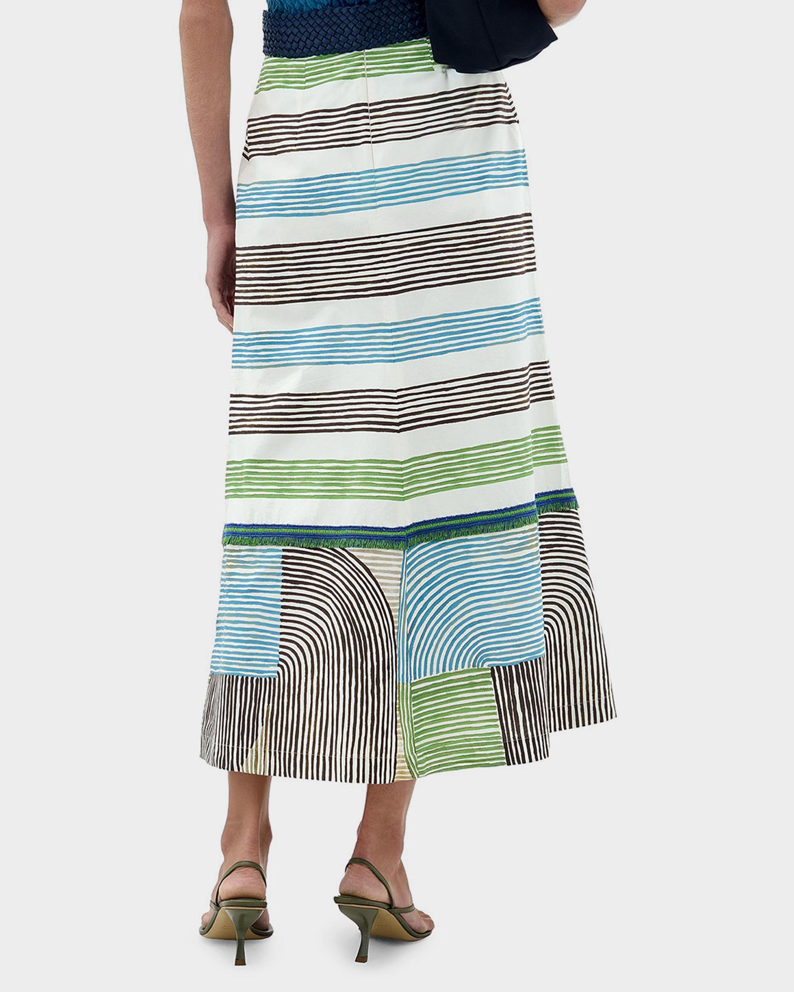 Silvia Tcherassi Lyla Abstract-Print Cotton Belted Midi Skirt
