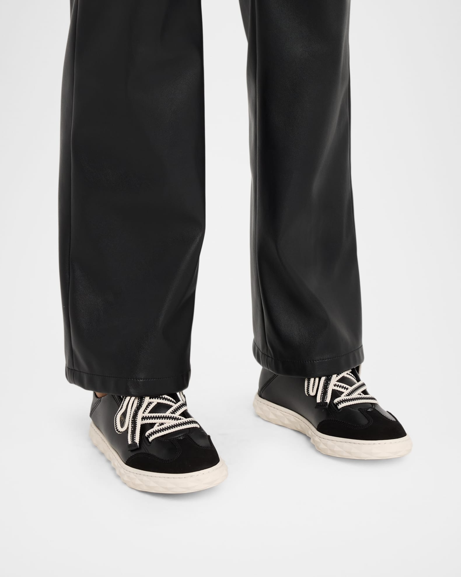 Jimmy Choo Diamond Light Flex Mixed Leather Low-Top Sneakers