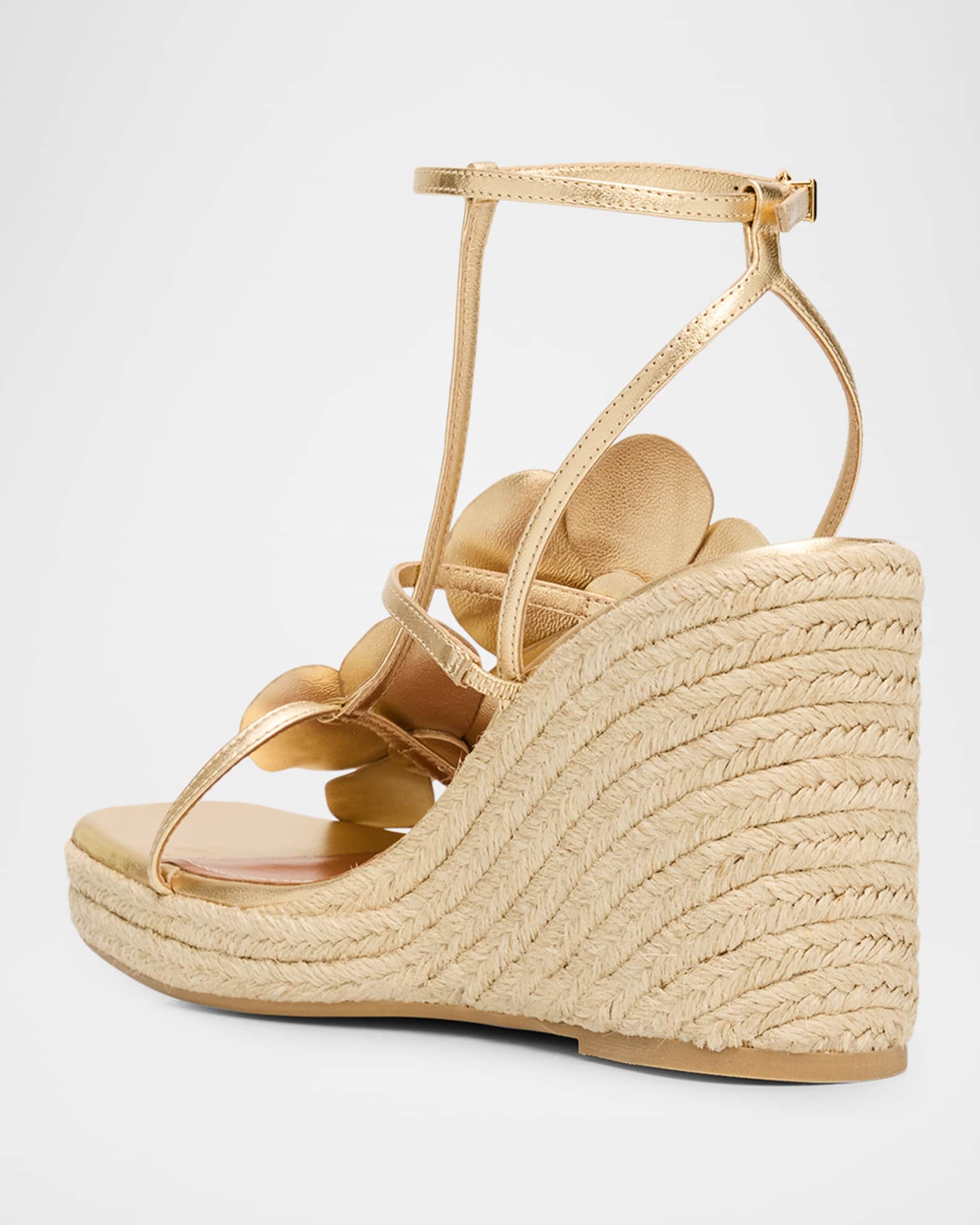 Zimmermann 110mm Orchid Metallic Leather Espadrille Wedge Sandals