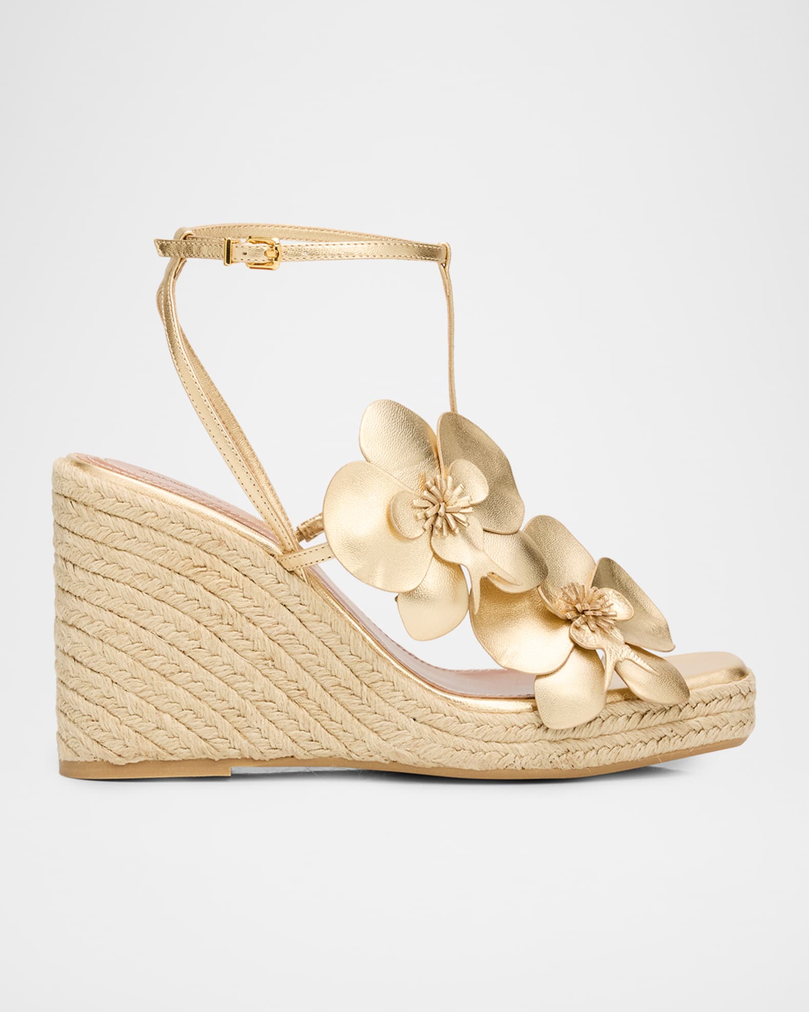 Summer　SALE　⑧ Zimmermann 110mm Orchid Metallic Leather Espadrille Wedge Sandals